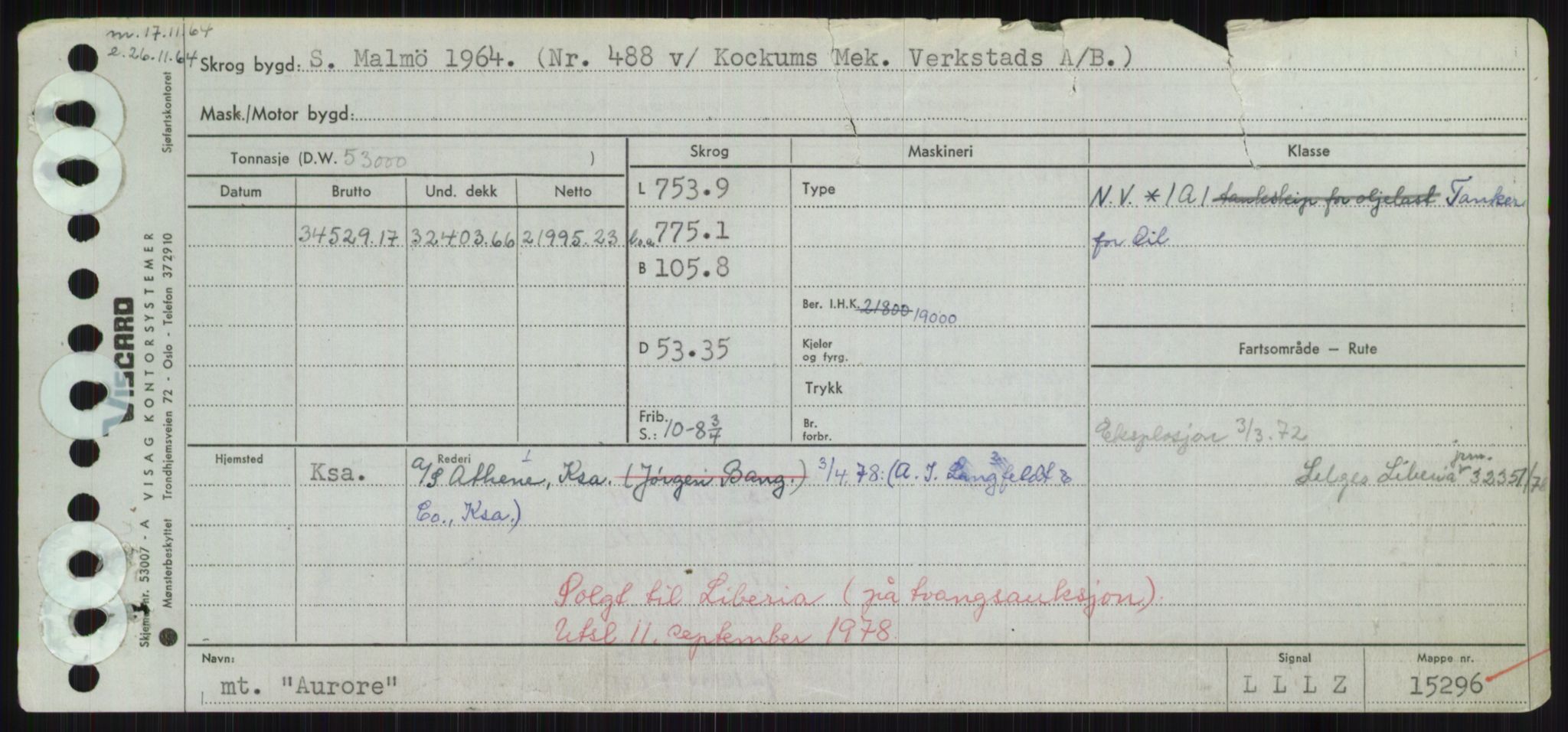 Sjøfartsdirektoratet med forløpere, Skipsmålingen, RA/S-1627/H/Hd/L0002: Fartøy, Apa-Axe, p. 461