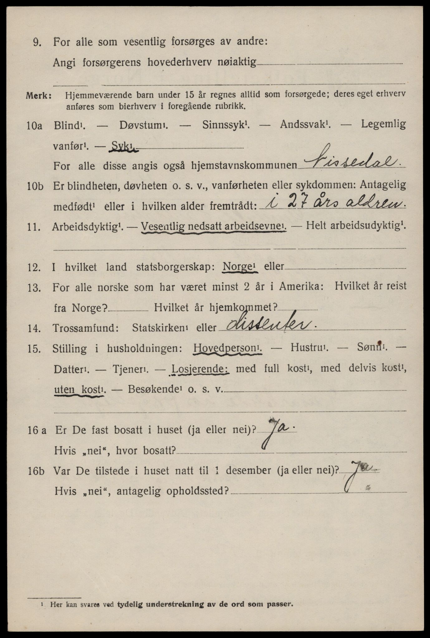 SAKO, 1920 census for Nissedal, 1920, p. 1520