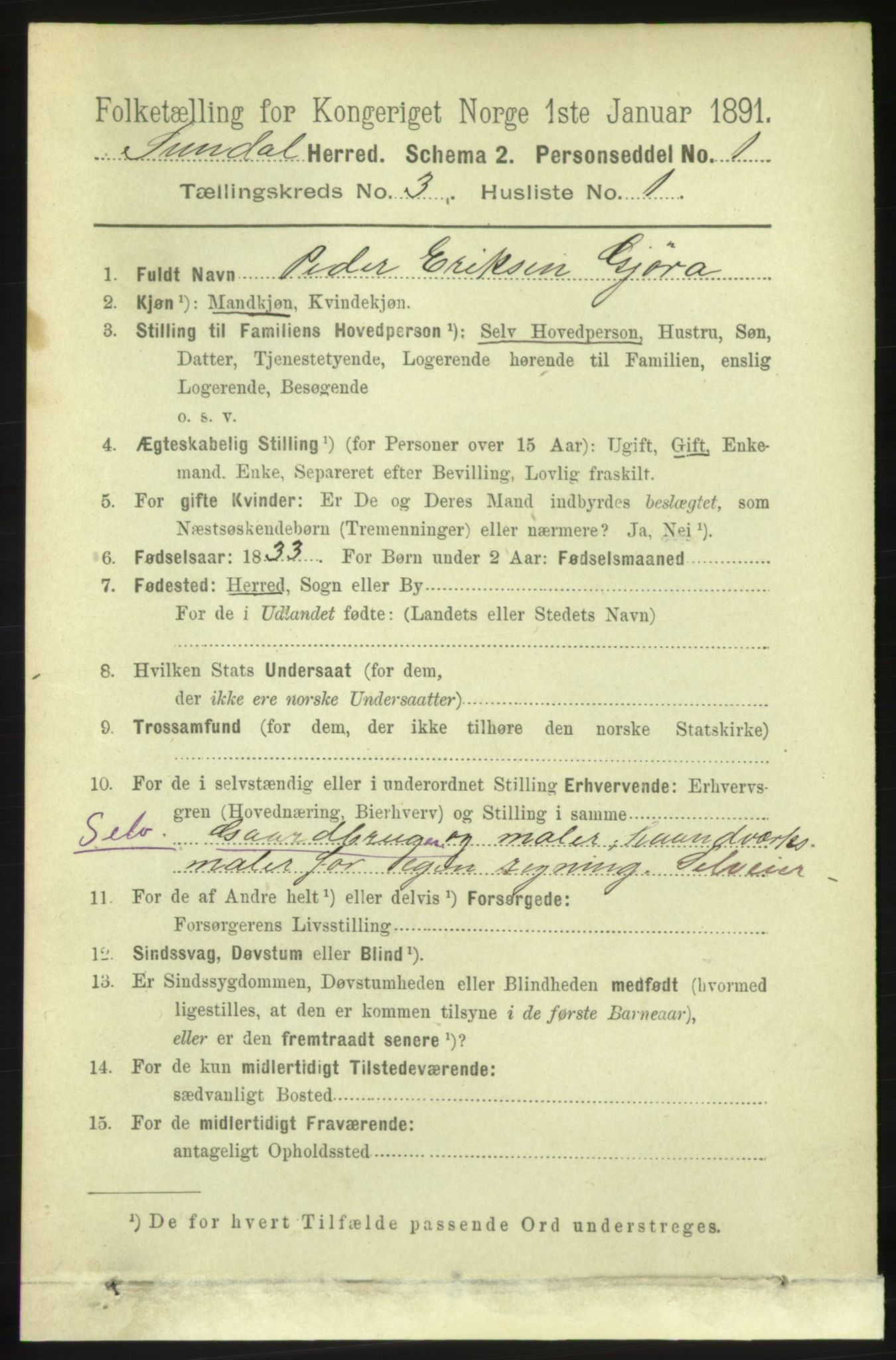 RA, 1891 census for 1563 Sunndal, 1891, p. 646