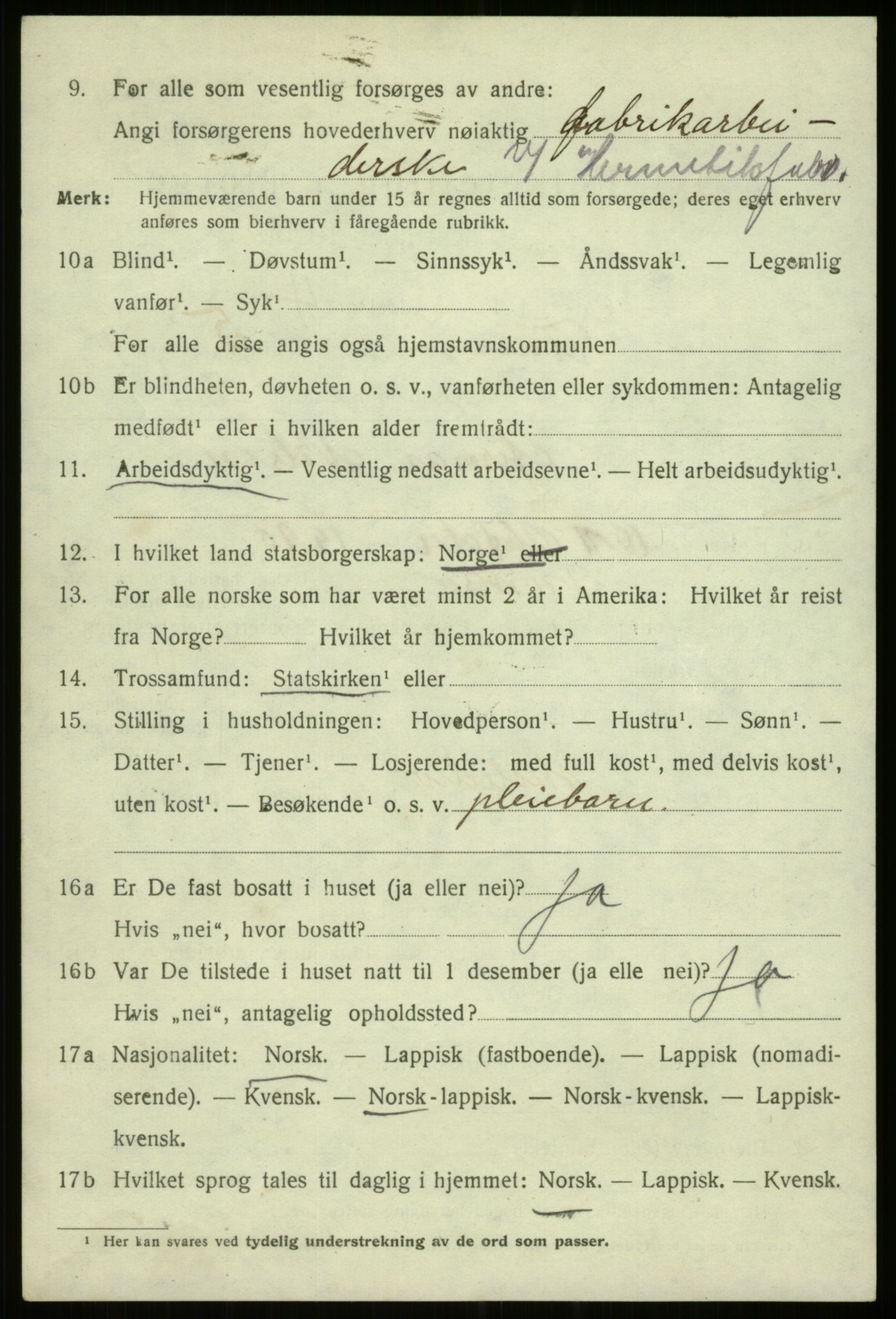 SATØ, 1920 census for Tromsø, 1920, p. 26196