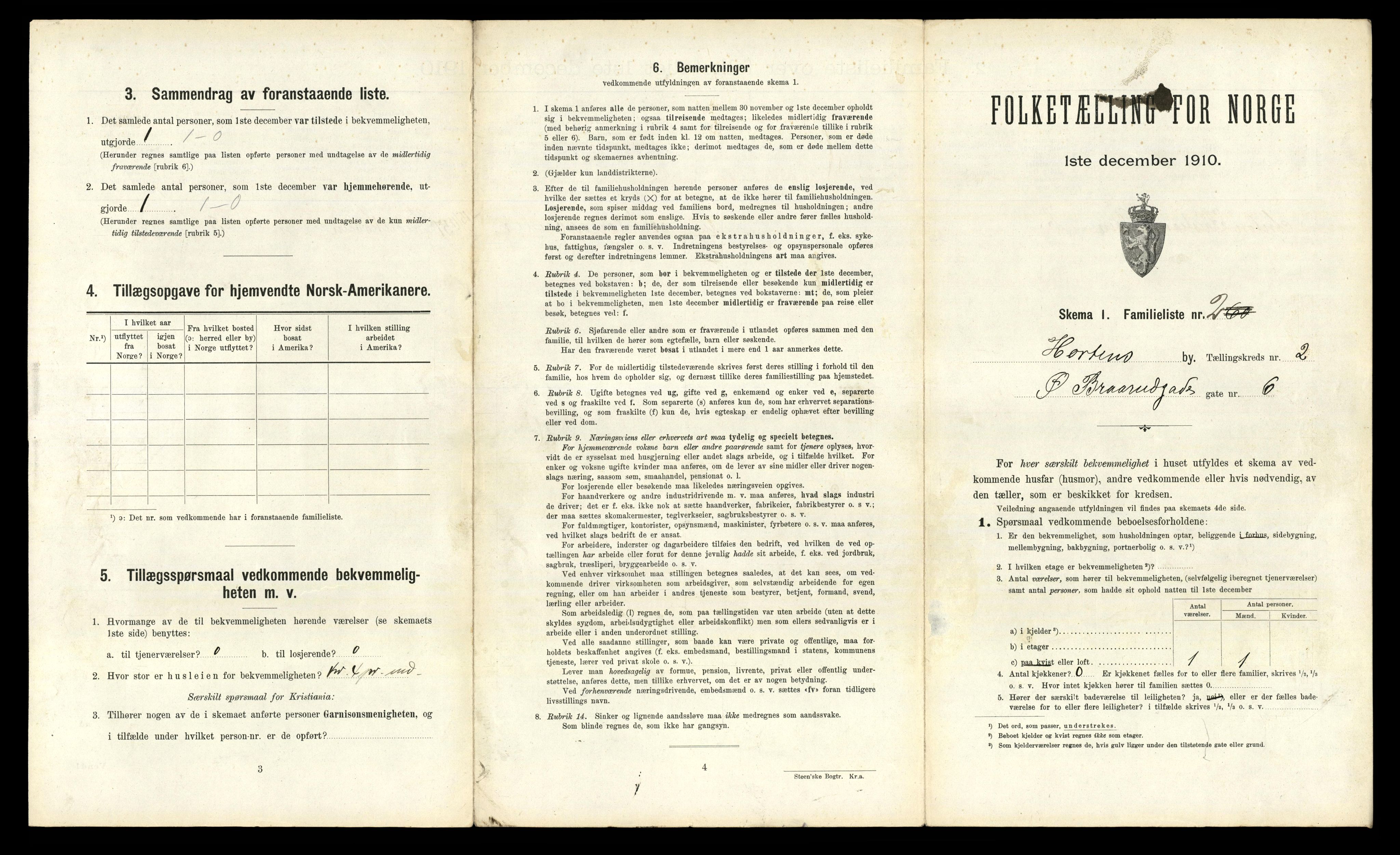 RA, 1910 census for Horten, 1910, p. 1648