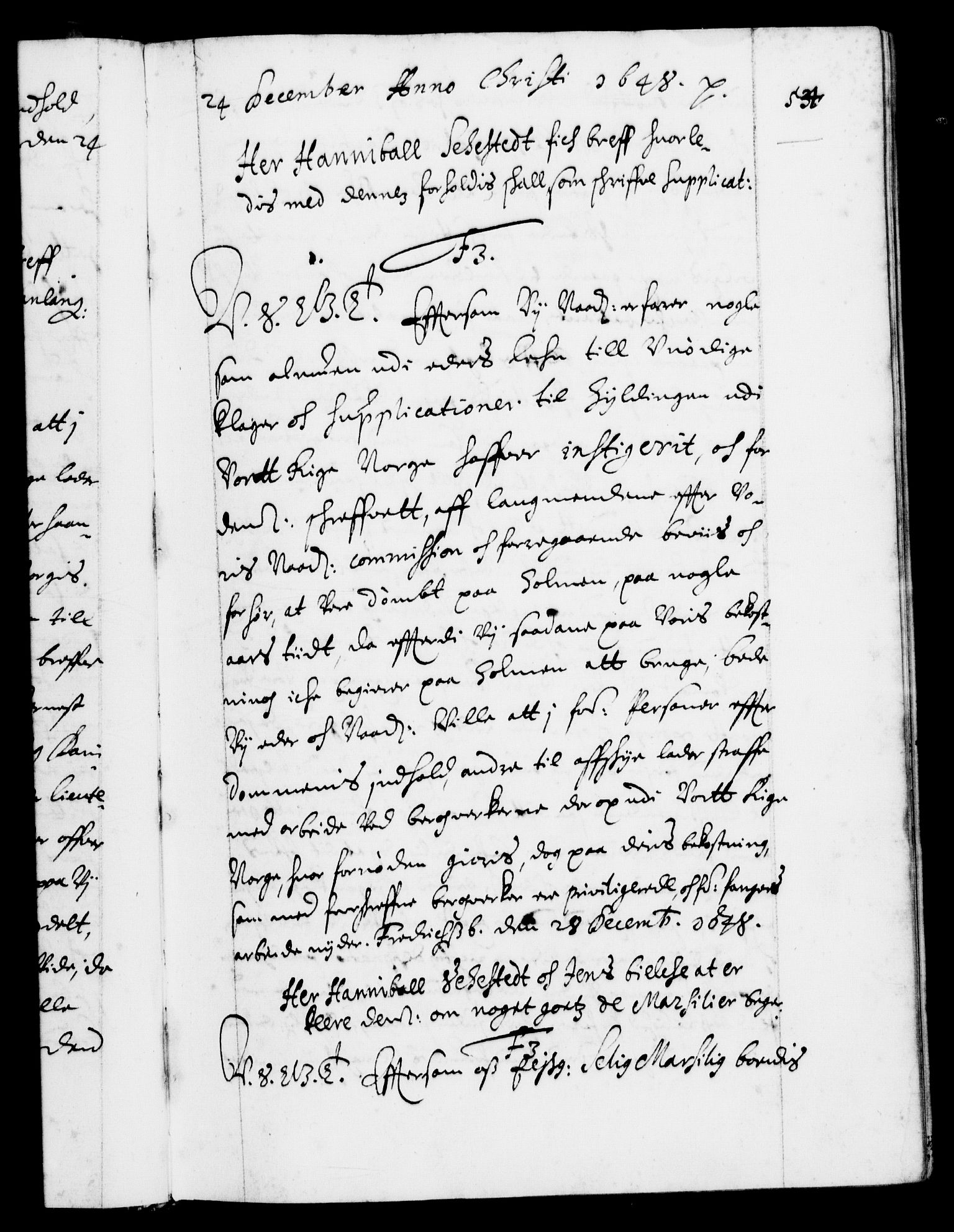 Danske Kanselli 1572-1799, RA/EA-3023/F/Fc/Fca/Fcab/L0008: Norske tegnelser (mikrofilm), 1648-1652, p. 54a