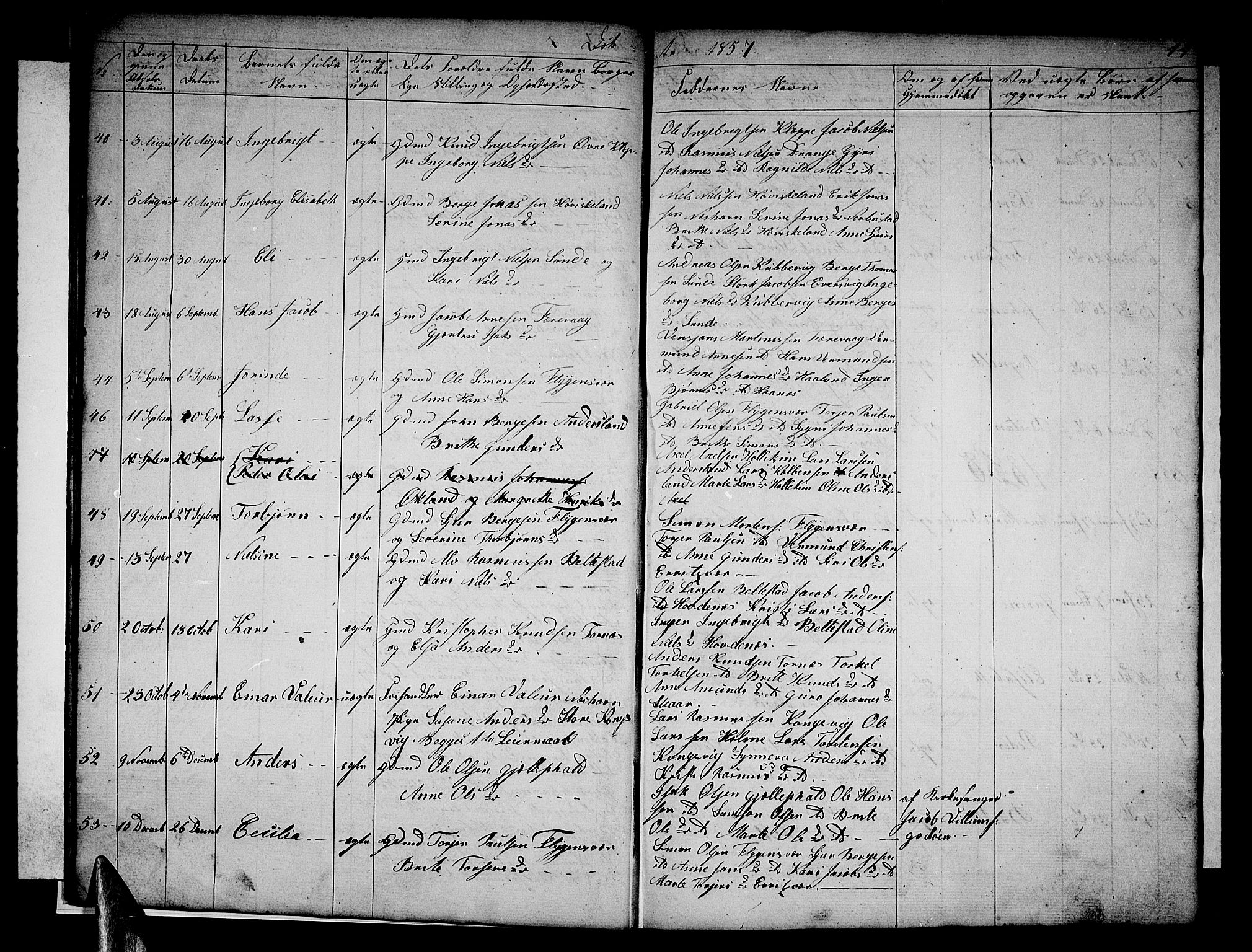 Tysnes sokneprestembete, SAB/A-78601/H/Hab: Parish register (copy) no. E 1, 1855-1874, p. 14