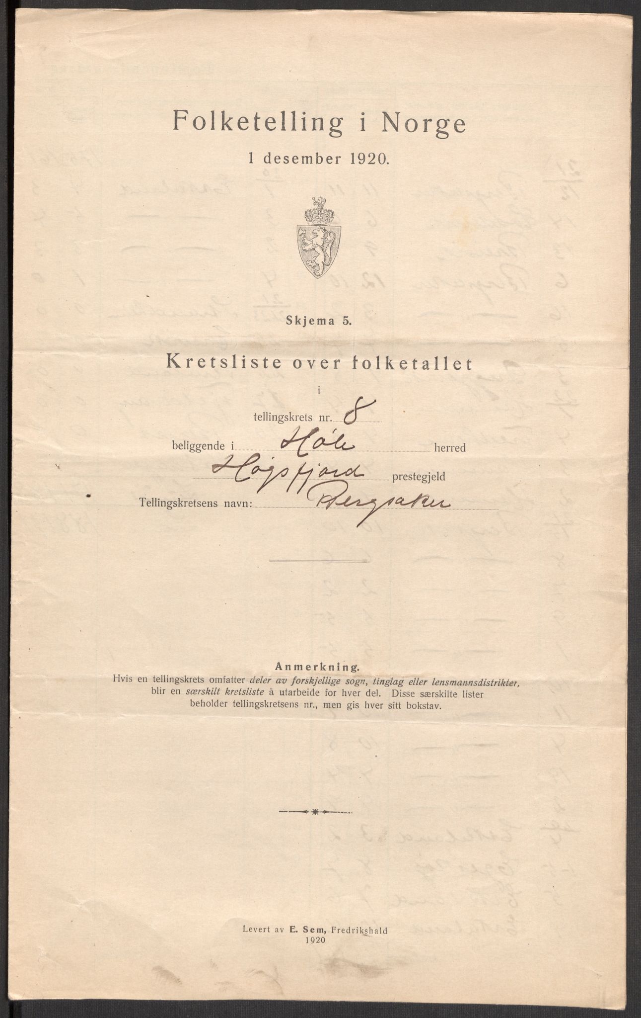 SAST, 1920 census for Høle, 1920, p. 32