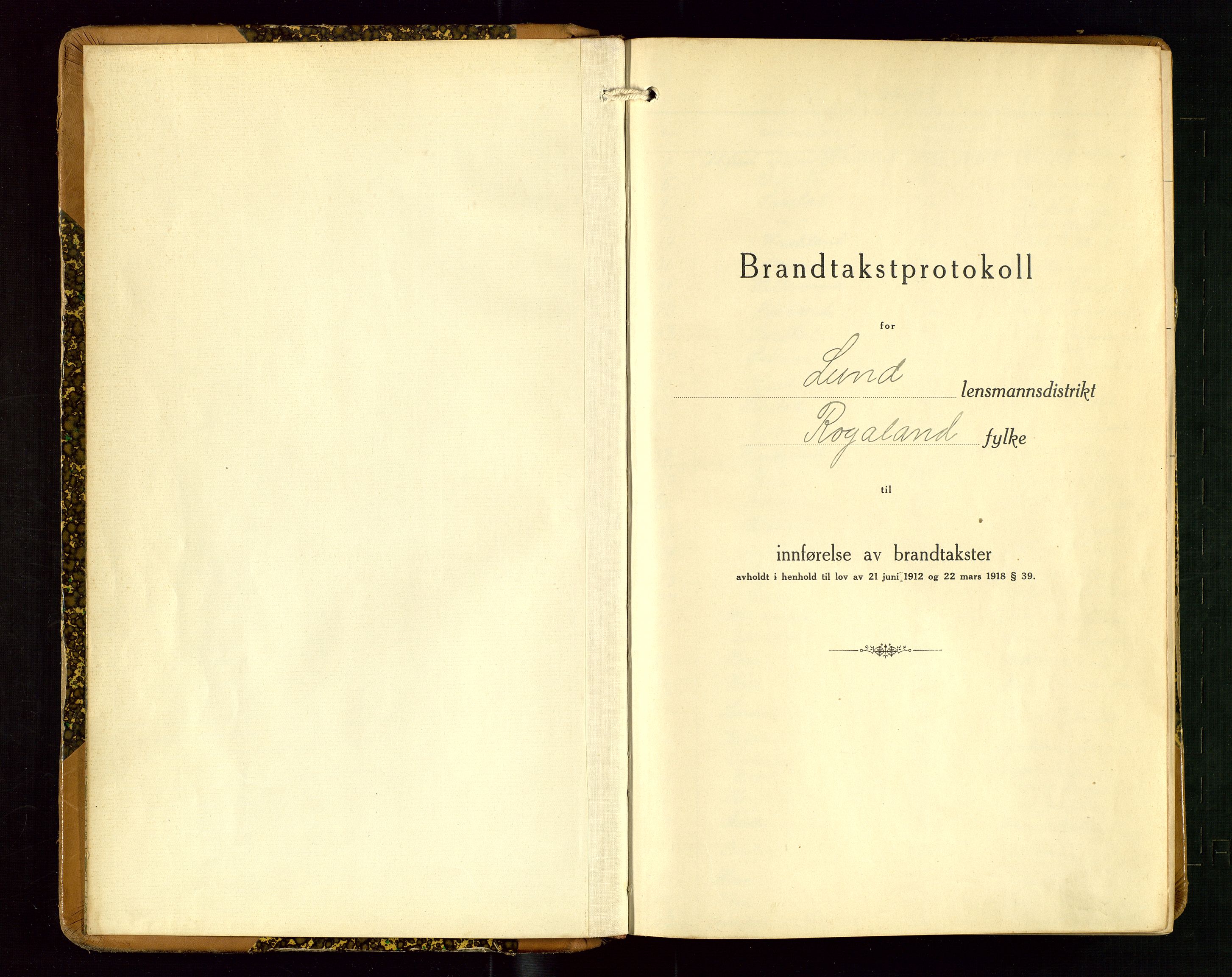 Lund lensmannskontor, AV/SAST-A-100303/Gob/L0005: "Brandtakstprotokoll", 1929-1938