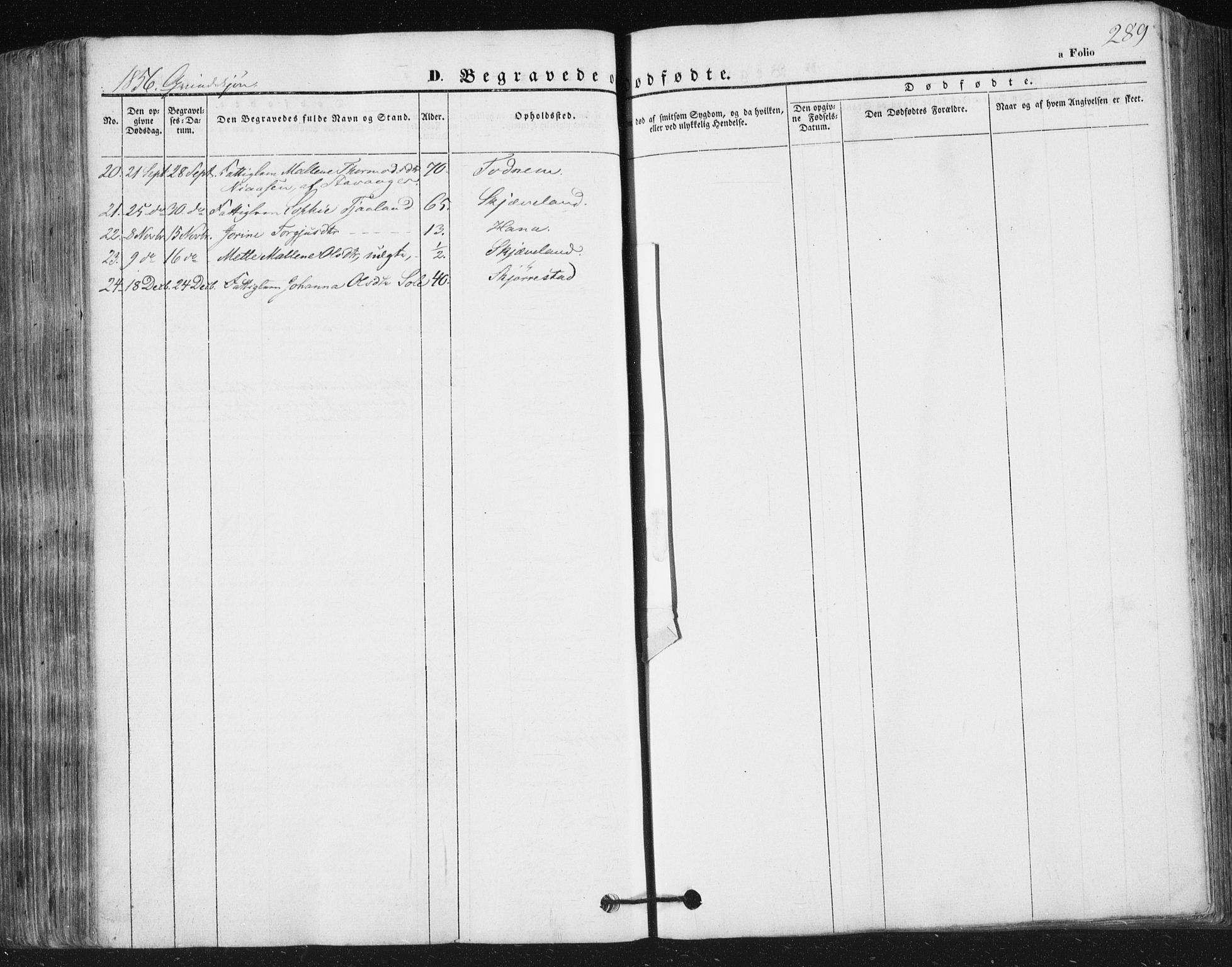 Høyland sokneprestkontor, SAST/A-101799/001/30BA/L0008: Parish register (official) no. A 8, 1841-1856, p. 289