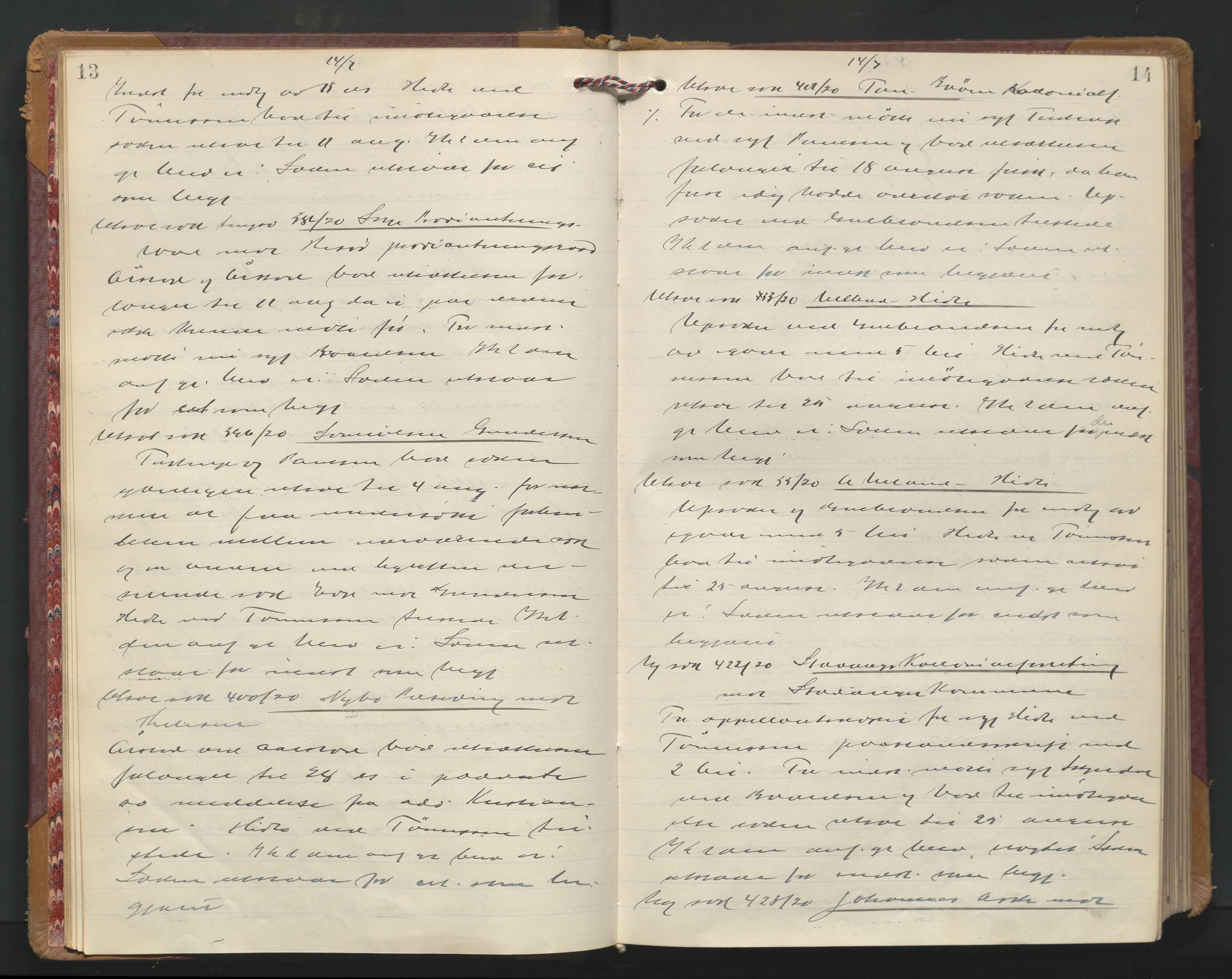Stavanger byrett, AV/SAST-A-100455/001/3/320/3201BA/L0001: Bytingprotokoll, 1920-1921, p. 13-14