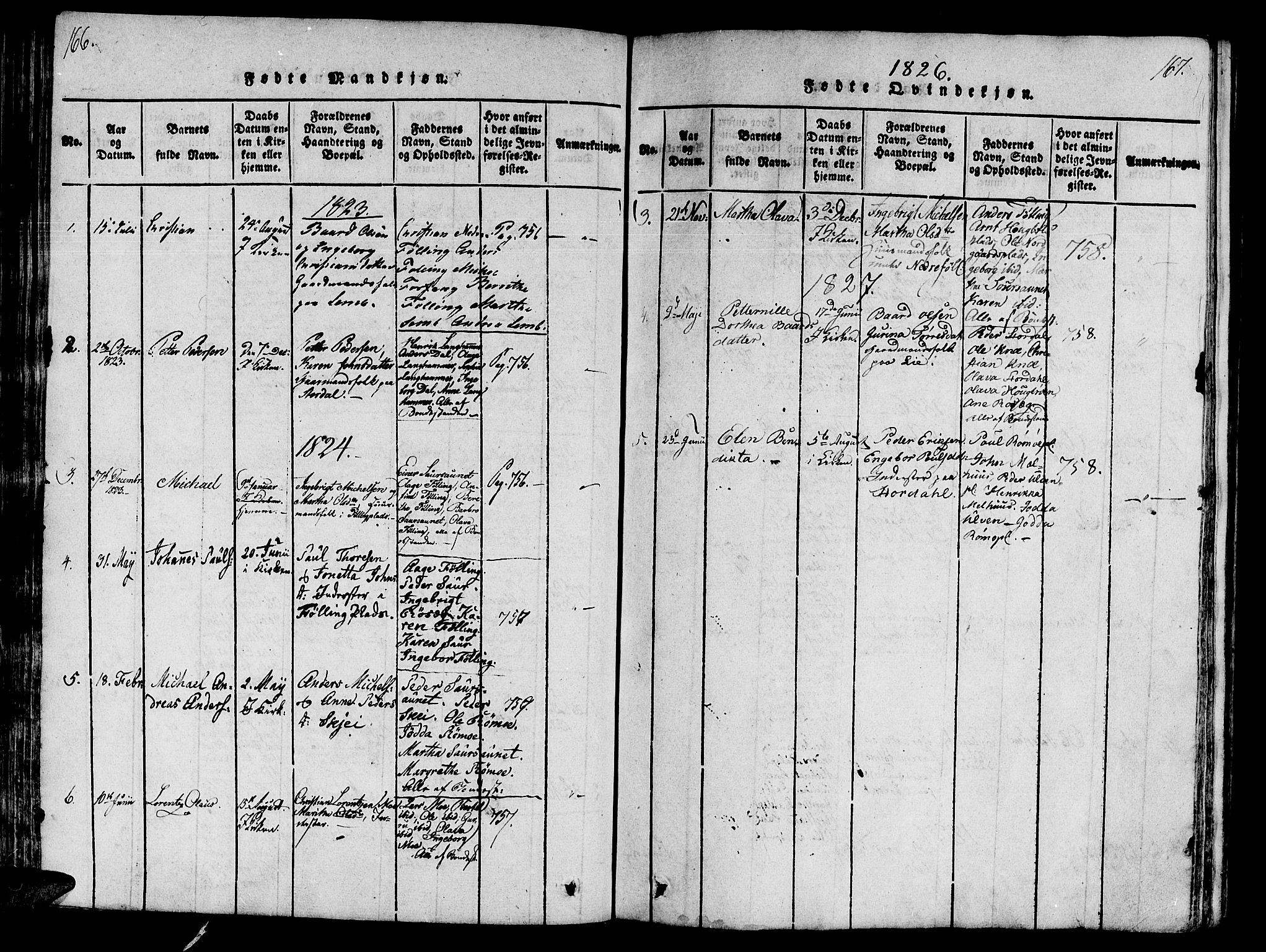 Ministerialprotokoller, klokkerbøker og fødselsregistre - Nord-Trøndelag, SAT/A-1458/746/L0441: Parish register (official) no. 746A03 /4, 1816-1827, p. 166-167