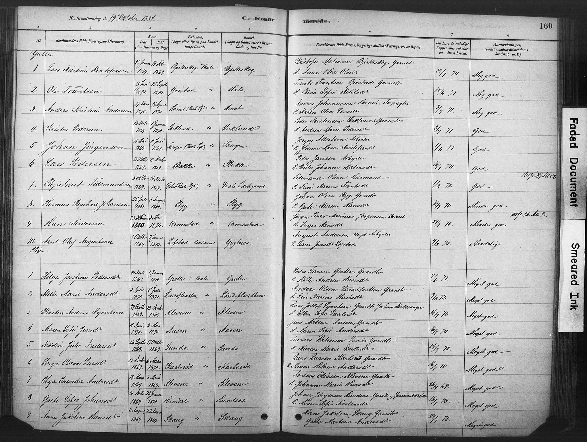 Våle kirkebøker, AV/SAKO-A-334/F/Fa/L0011: Parish register (official) no. I 11, 1878-1906, p. 169