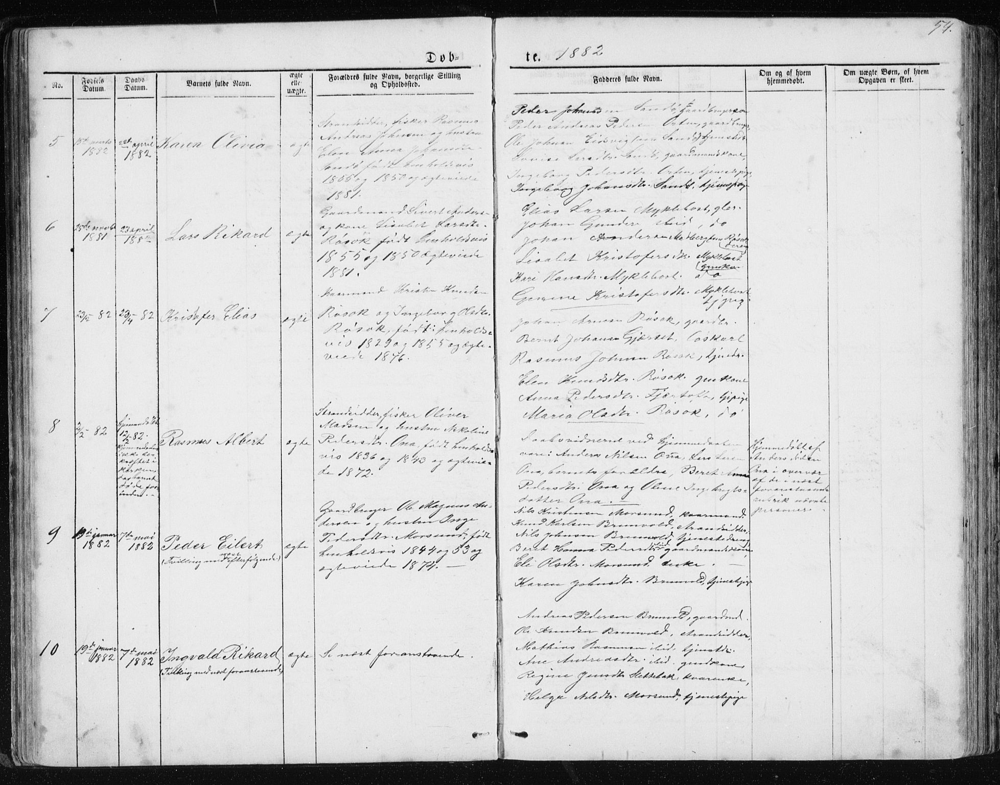 Ministerialprotokoller, klokkerbøker og fødselsregistre - Møre og Romsdal, AV/SAT-A-1454/561/L0732: Parish register (copy) no. 561C02, 1867-1900, p. 54