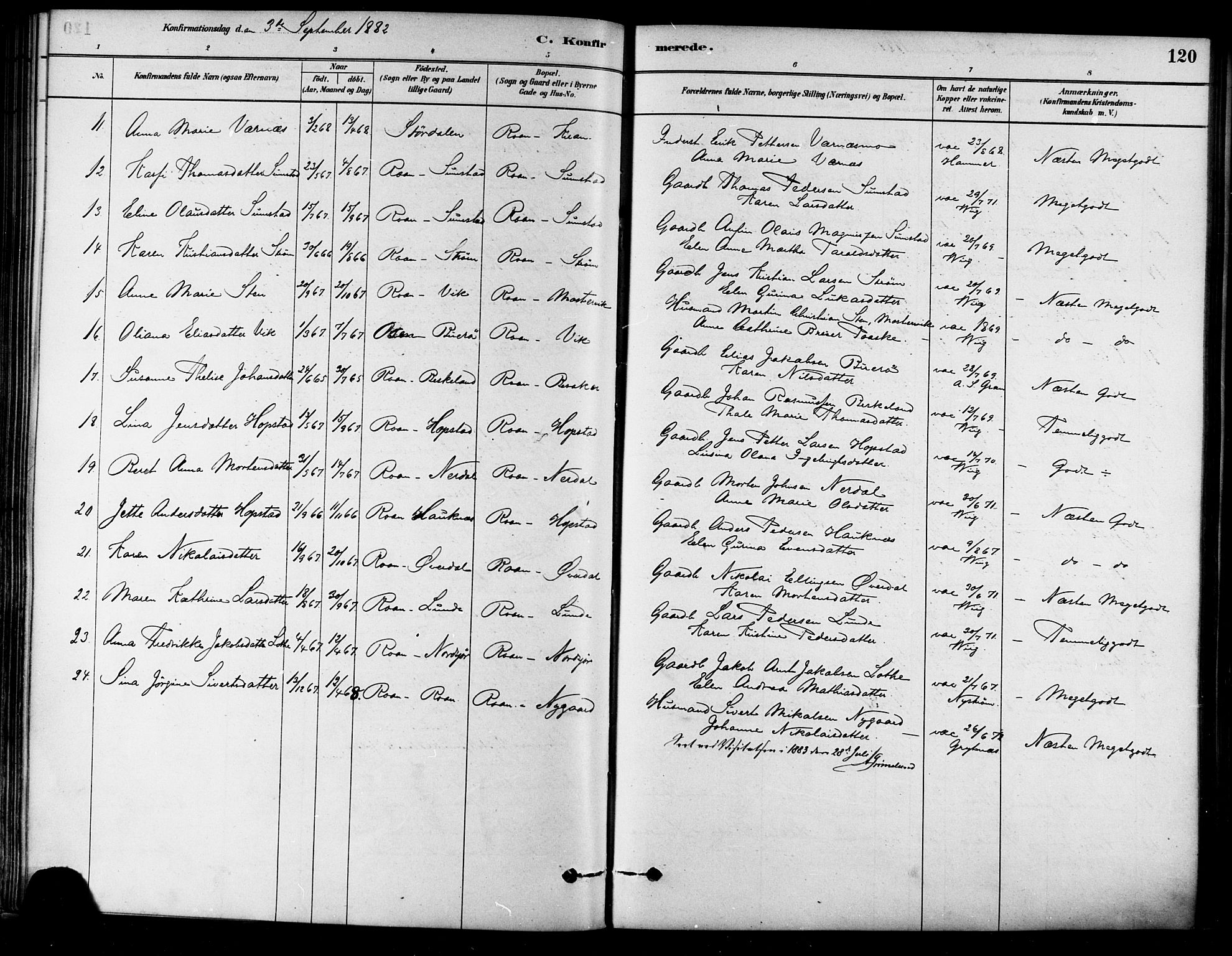 Ministerialprotokoller, klokkerbøker og fødselsregistre - Sør-Trøndelag, AV/SAT-A-1456/657/L0707: Parish register (official) no. 657A08, 1879-1893, p. 120