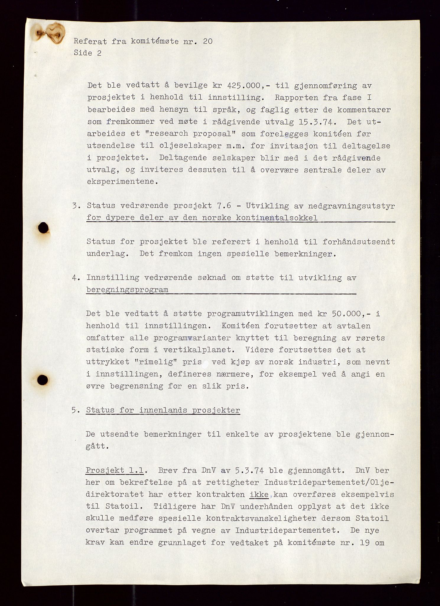 Industridepartementet, Oljekontoret, AV/SAST-A-101348/Di/L0001: DWP, møter juni - november, komiteemøter nr. 19 - 26, 1973-1974, p. 68