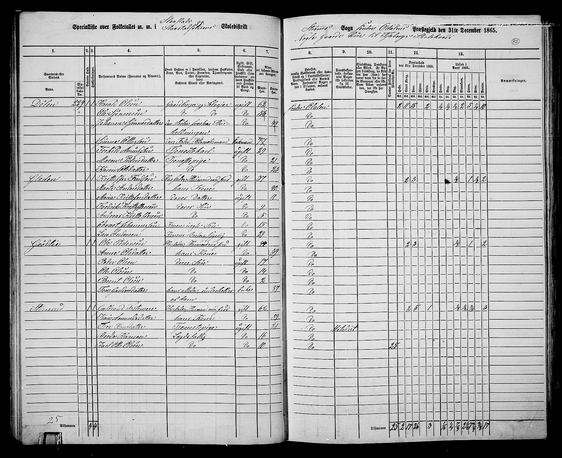 RA, 1865 census for Sør-Odal, 1865, p. 73