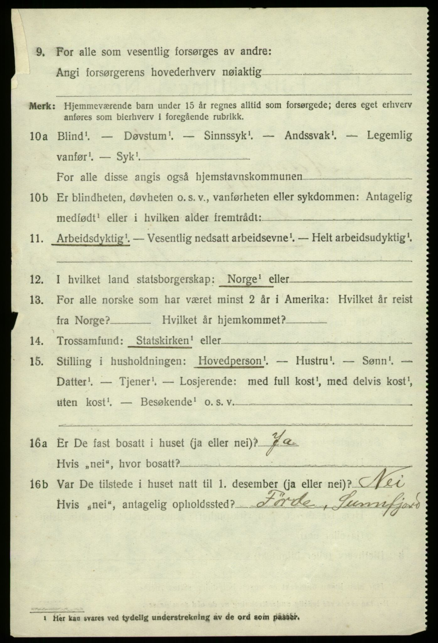 SAB, 1920 census for Hamre, 1920, p. 3438