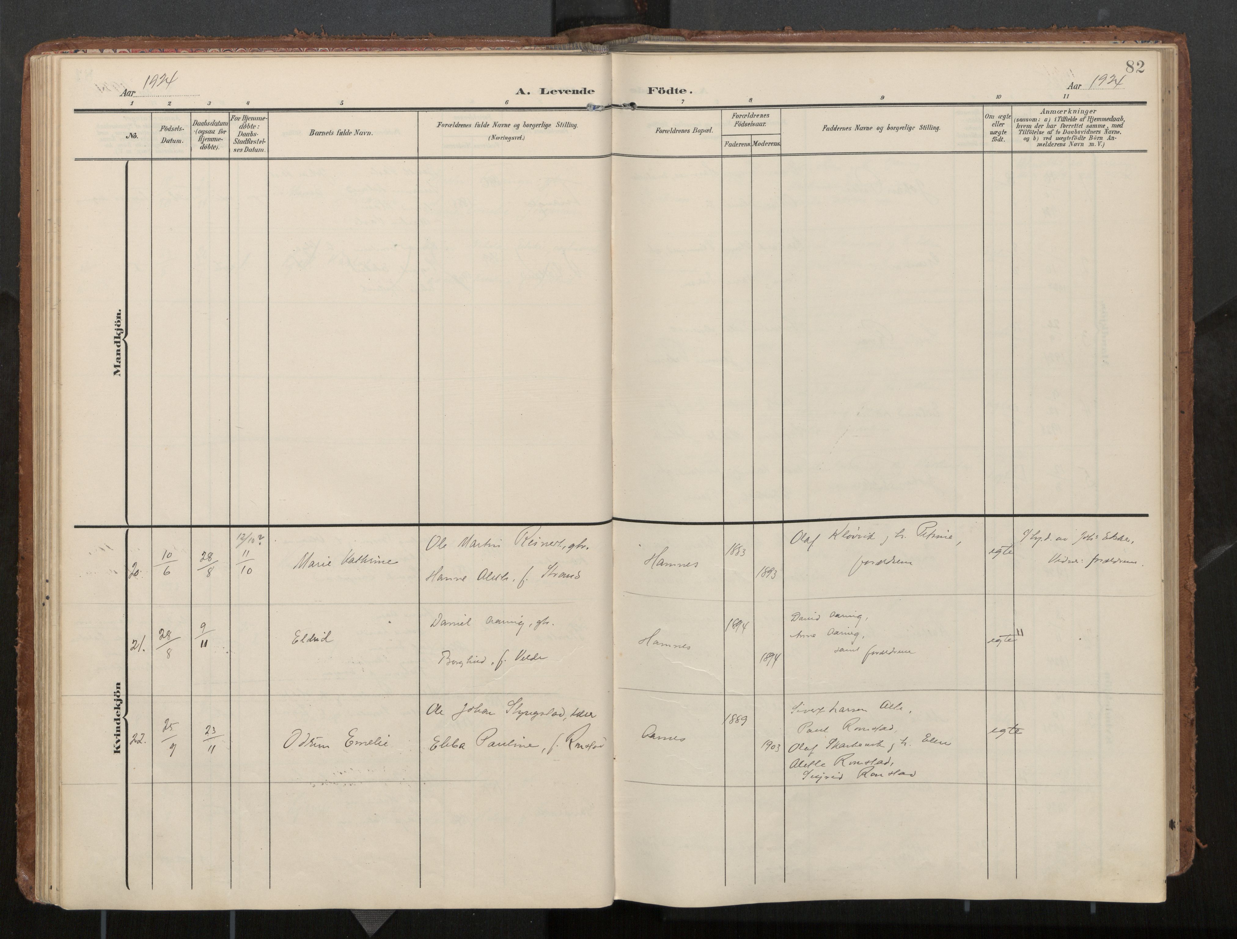 Ministerialprotokoller, klokkerbøker og fødselsregistre - Nord-Trøndelag, AV/SAT-A-1458/774/L0629: Parish register (official), 1904-1926, p. 82