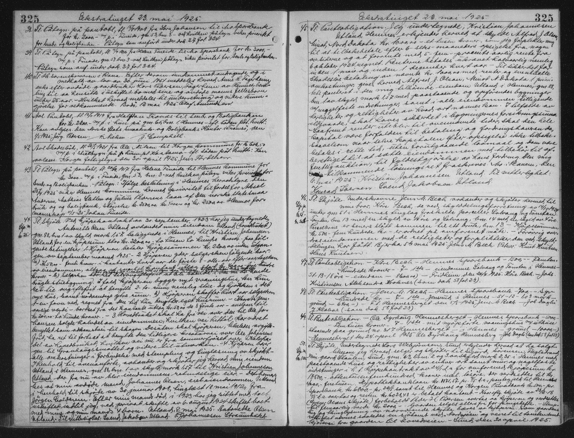 Rana sorenskriveri , AV/SAT-A-1108/1/2/2C/L0018: Mortgage book no. 18, 1923-1928, p. 325, Deed date: 23.05.1925