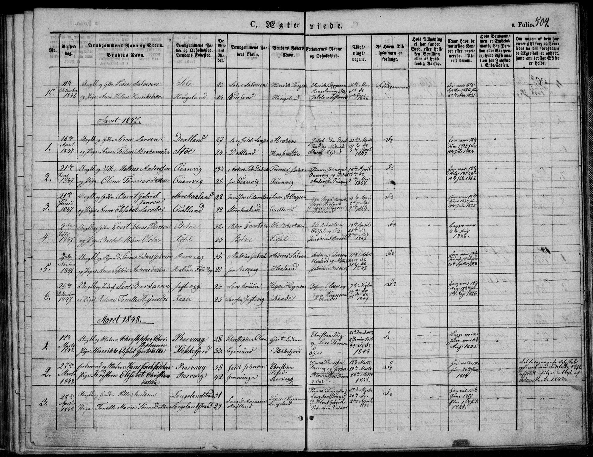 Flekkefjord sokneprestkontor, SAK/1111-0012/F/Fb/Fbb/L0002: Parish register (copy) no. B 2b, 1831-1866, p. 504