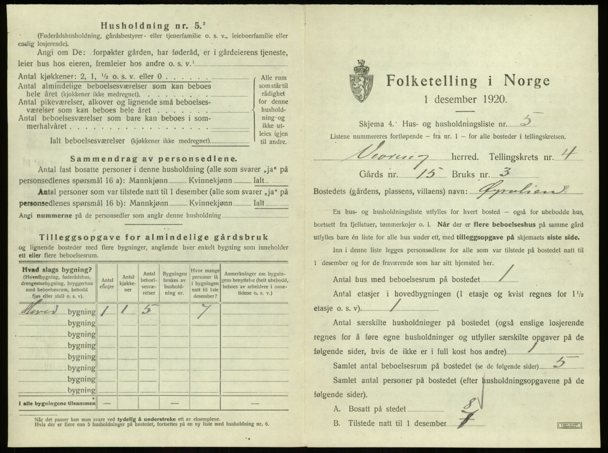 SAB, 1920 census for Vevring, 1920, p. 194