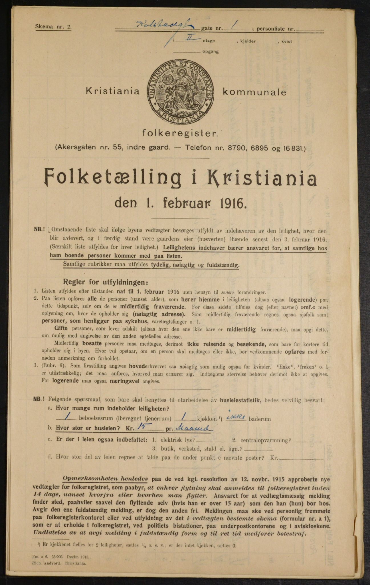 OBA, Municipal Census 1916 for Kristiania, 1916, p. 53287