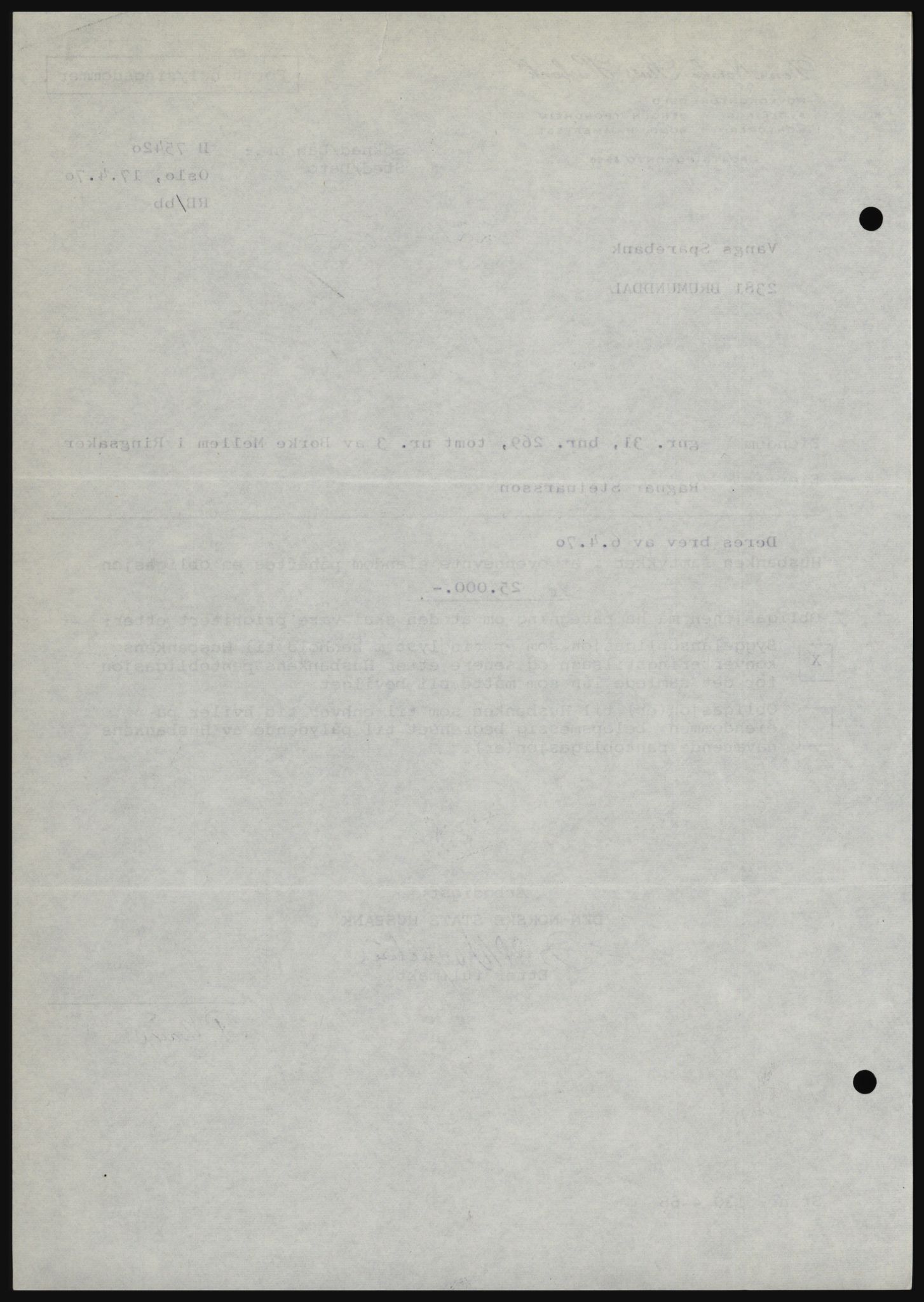 Nord-Hedmark sorenskriveri, SAH/TING-012/H/Hc/L0033: Mortgage book no. 33, 1970-1970, Diary no: : 2210/1970