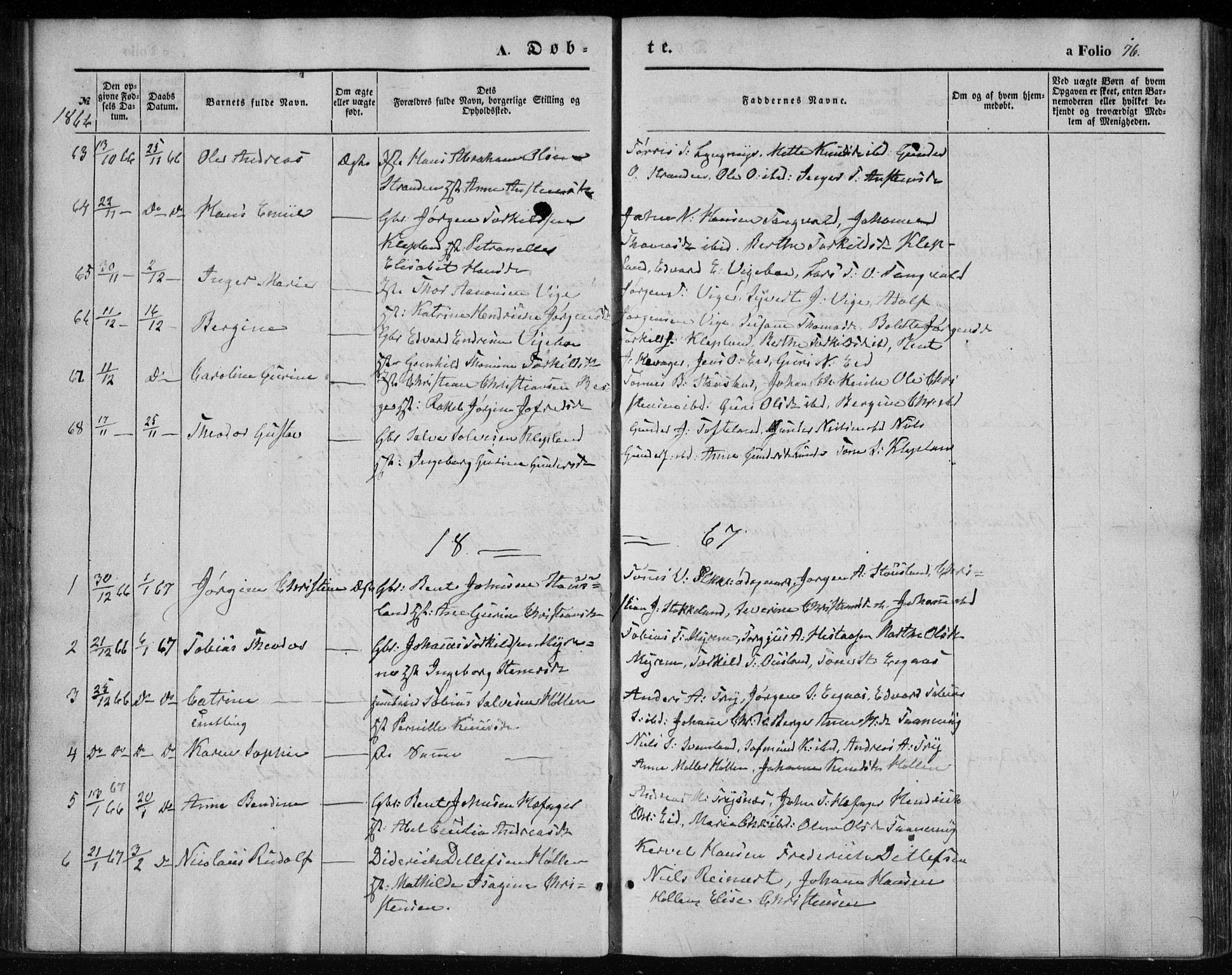 Søgne sokneprestkontor, AV/SAK-1111-0037/F/Fa/Fab/L0010: Parish register (official) no. A 10, 1853-1869, p. 76