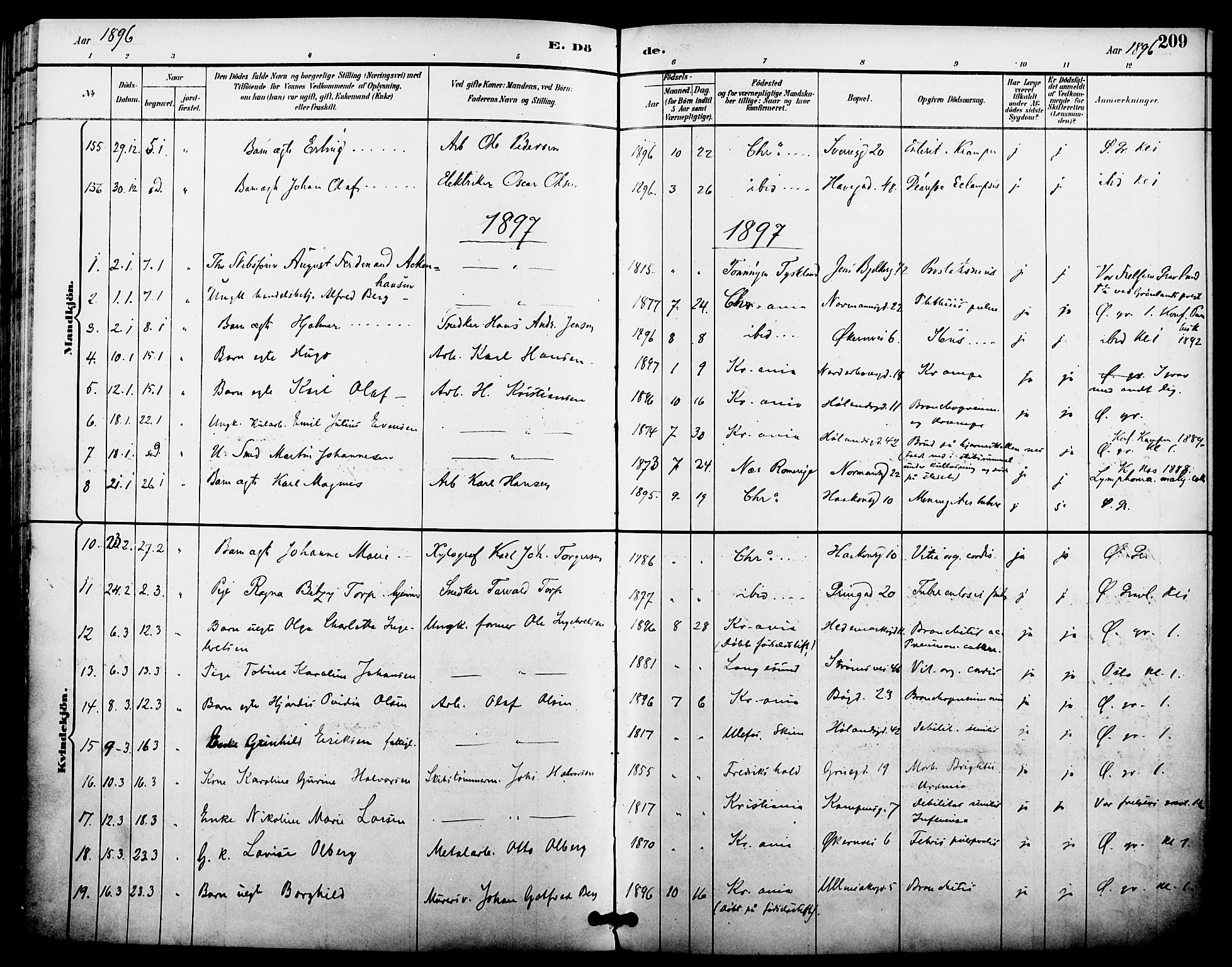 Kampen prestekontor Kirkebøker, AV/SAO-A-10853/F/Fa/L0008: Parish register (official) no. I 8, 1892-1902, p. 209