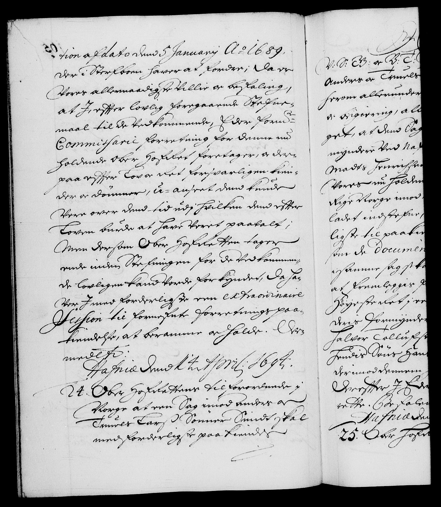 Danske Kanselli 1572-1799, AV/RA-EA-3023/F/Fc/Fca/Fcab/L0015: Norske tegnelser (mikrofilm), 1692-1699, p. 165b