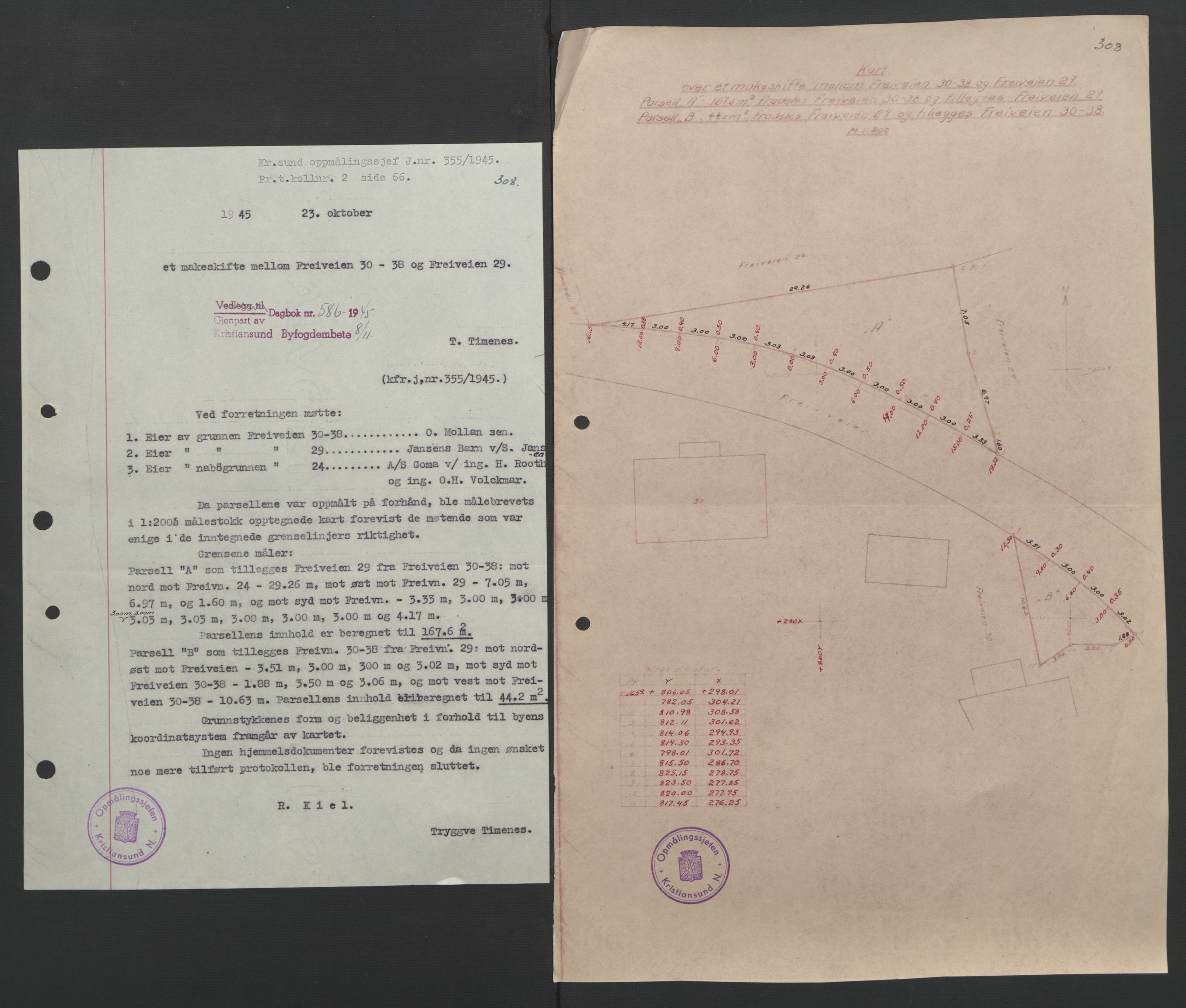 Kristiansund byfogd, AV/SAT-A-4587/A/27: Mortgage book no. 37, 1942-1945, Diary no: : 586/1945