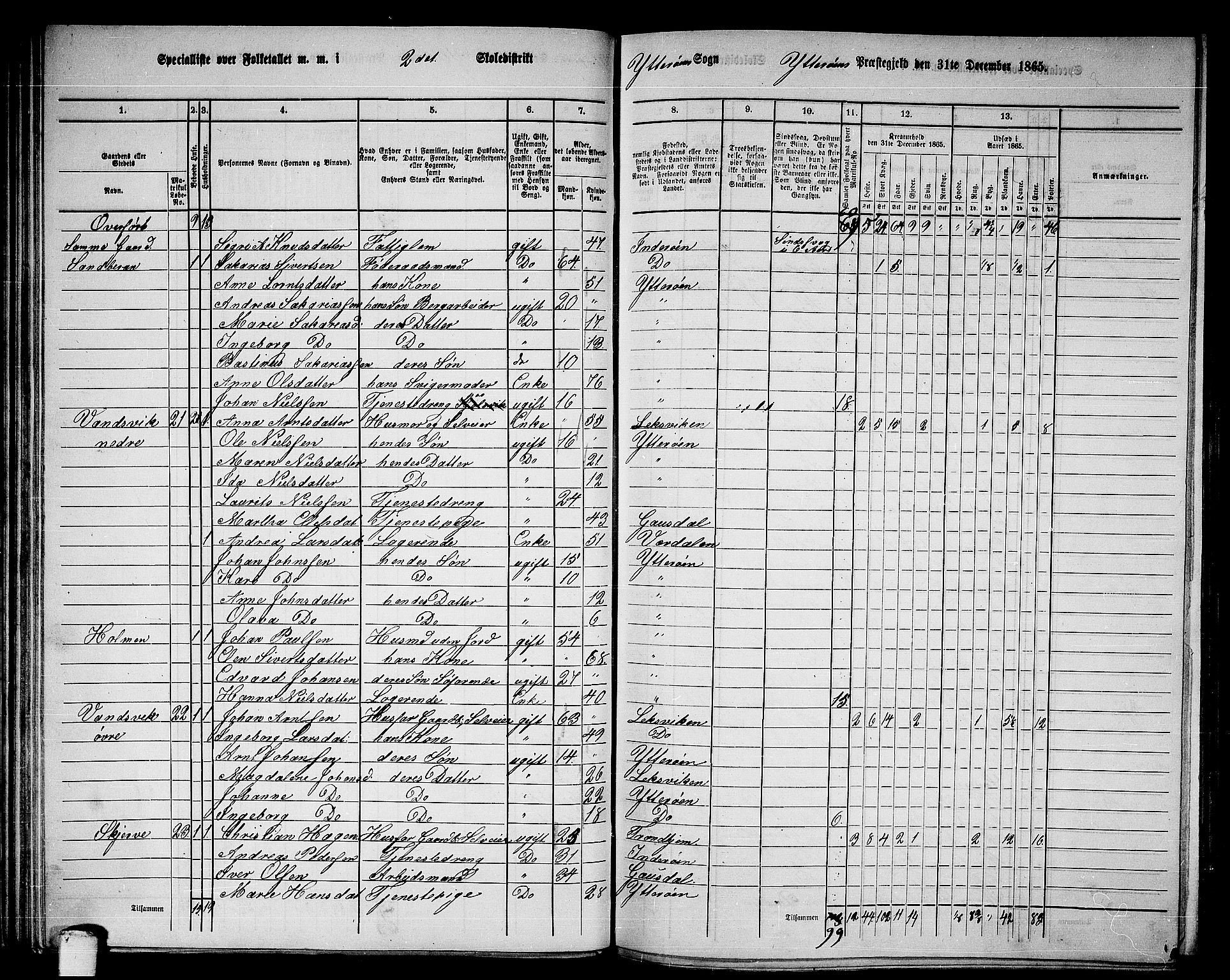 RA, 1865 census for Ytterøy, 1865, p. 43