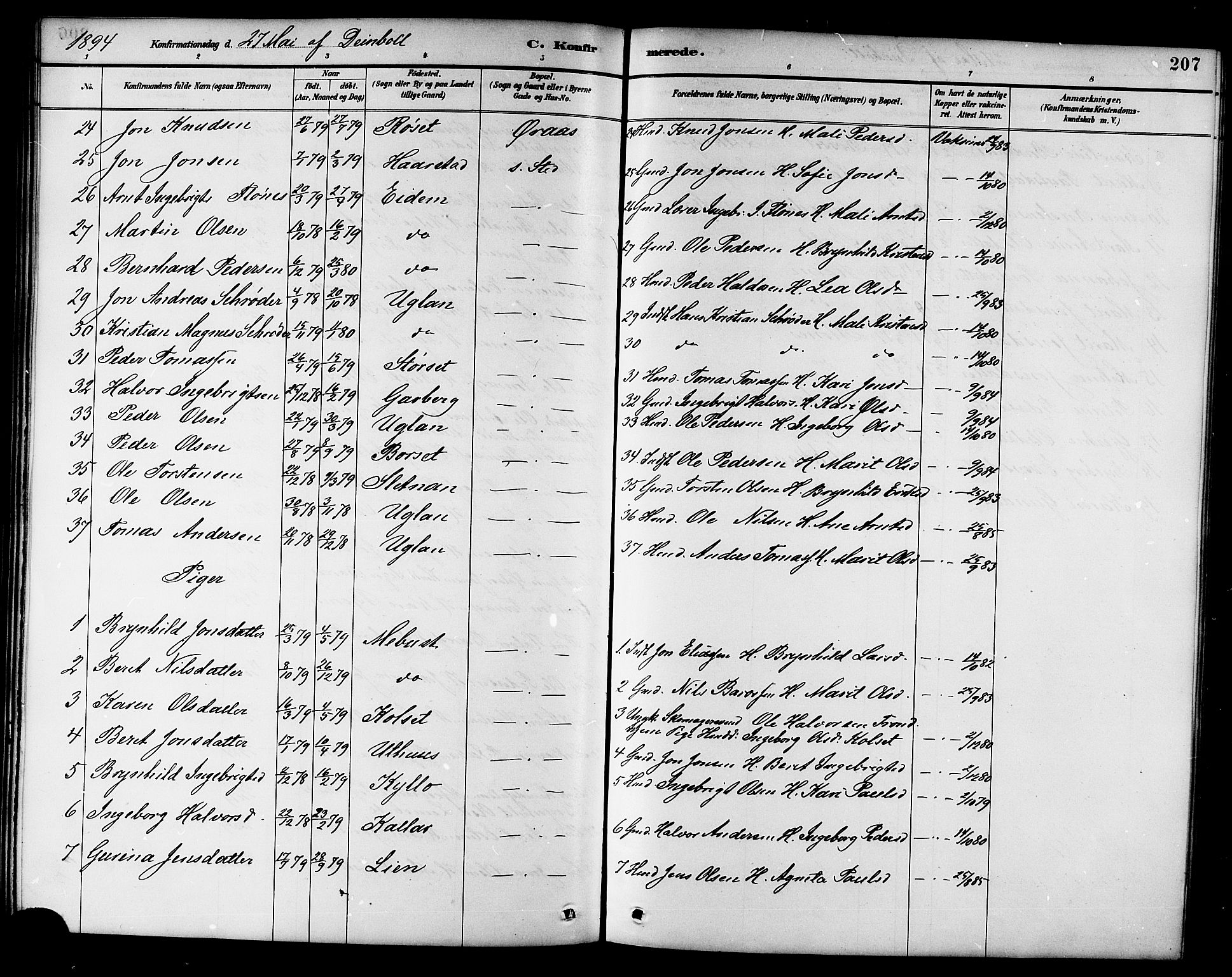 Ministerialprotokoller, klokkerbøker og fødselsregistre - Sør-Trøndelag, SAT/A-1456/695/L1157: Parish register (copy) no. 695C08, 1889-1913, p. 207