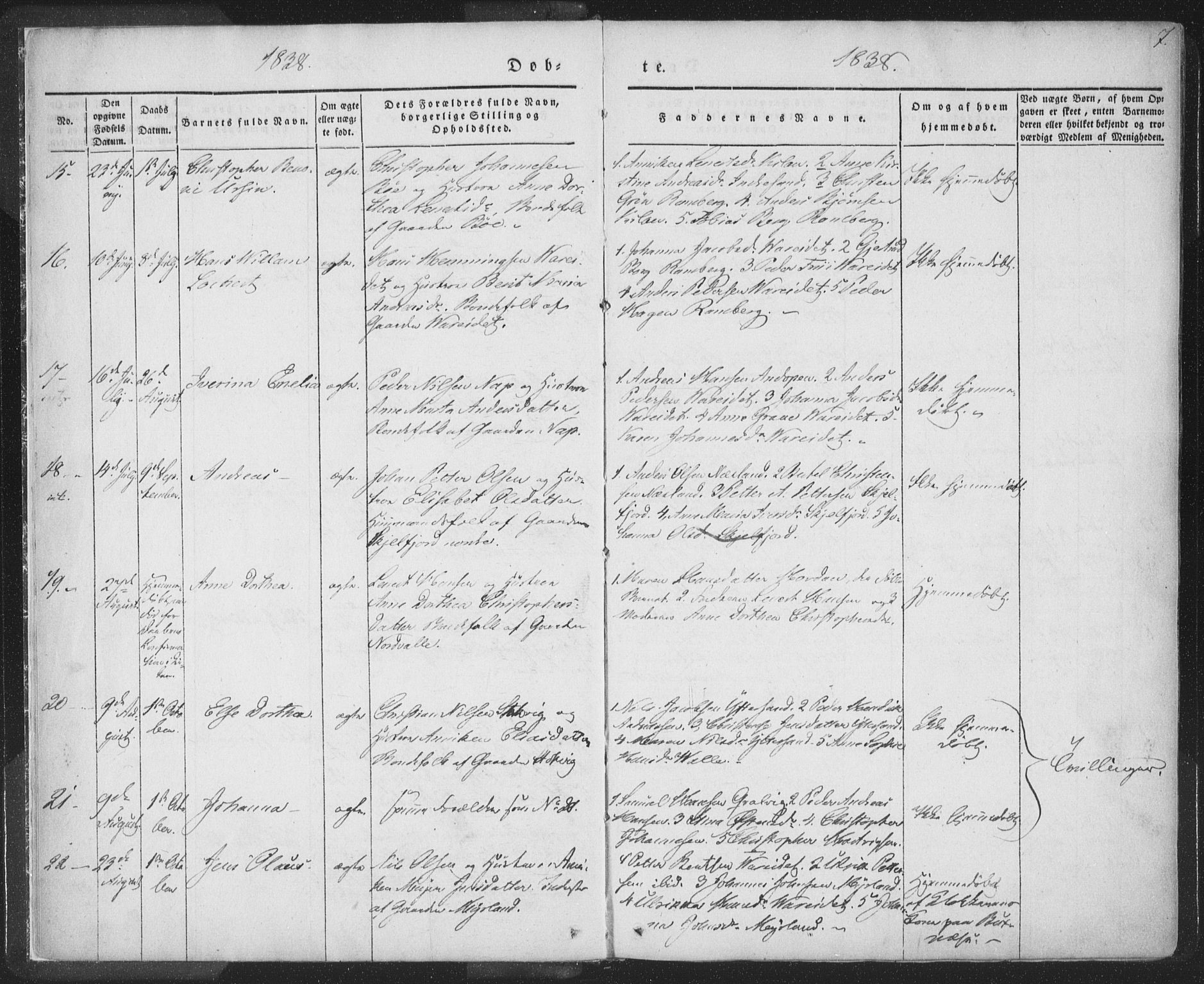 Ministerialprotokoller, klokkerbøker og fødselsregistre - Nordland, AV/SAT-A-1459/885/L1202: Parish register (official) no. 885A03, 1838-1859, p. 7