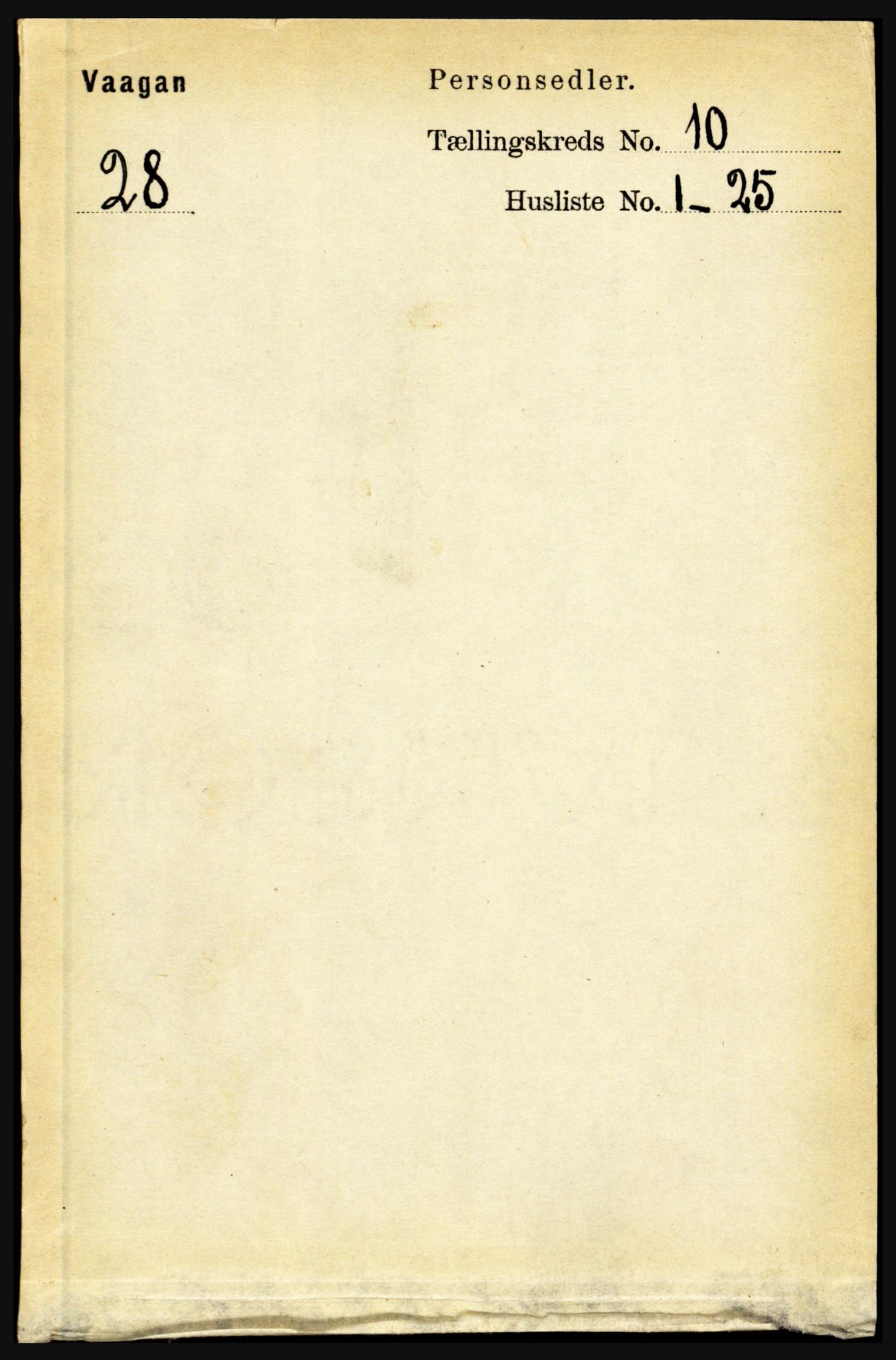 RA, 1891 census for 1865 Vågan, 1891, p. 2551