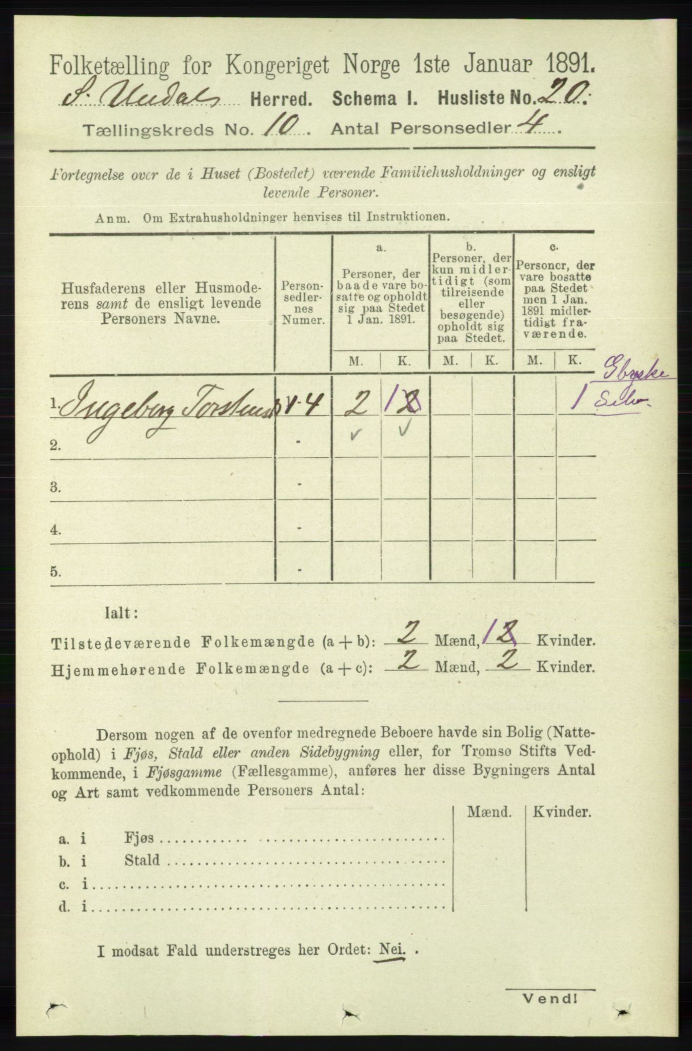 RA, 1891 census for 1029 Sør-Audnedal, 1891, p. 4302