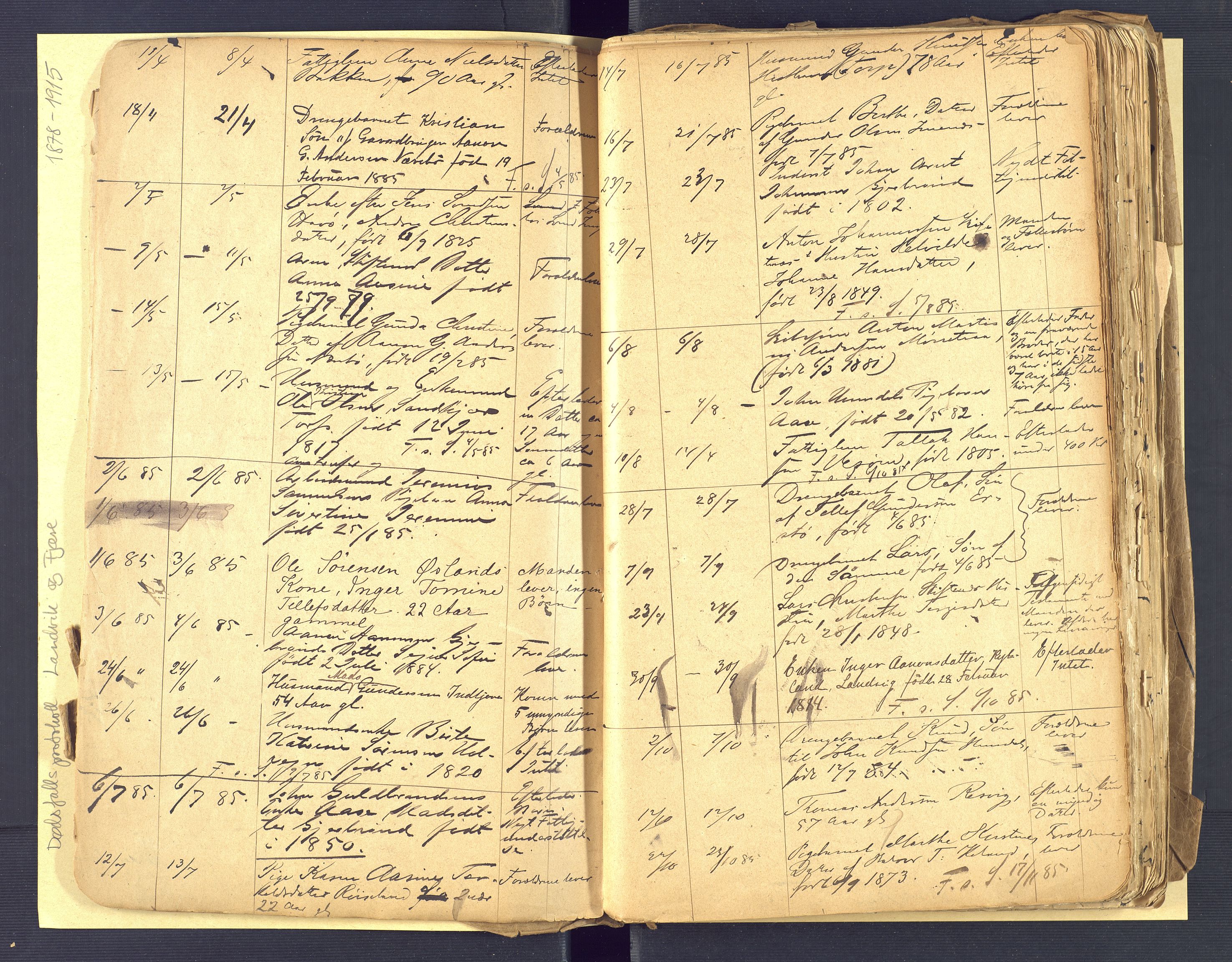 Landvik og Fjære lensmannskontor, AV/SAK-1241-0027/F/Fe/L0001: Dødsfallsprotokoll Landvik og Fjære nr 137, 1878-1915