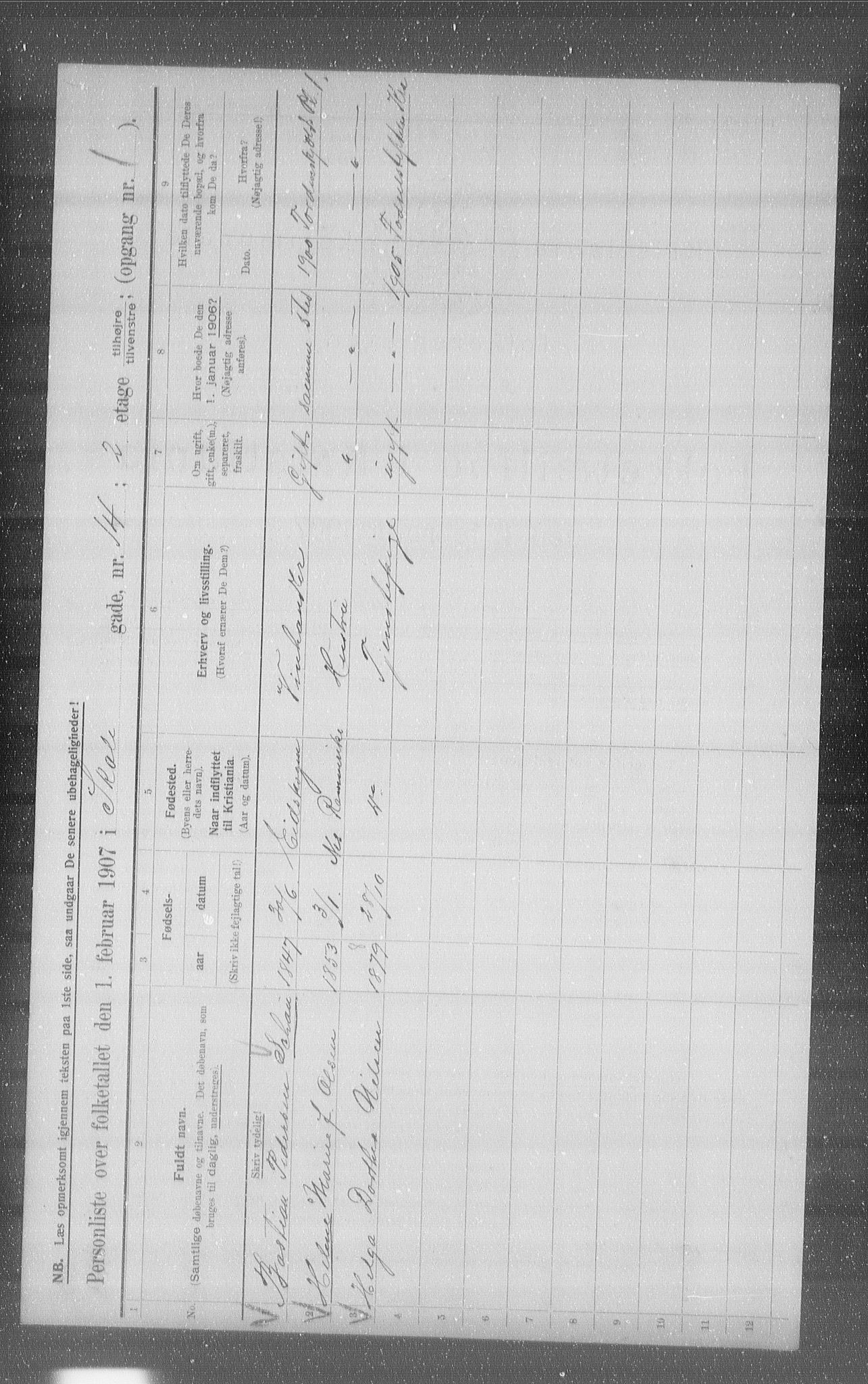 OBA, Municipal Census 1907 for Kristiania, 1907, p. 49204