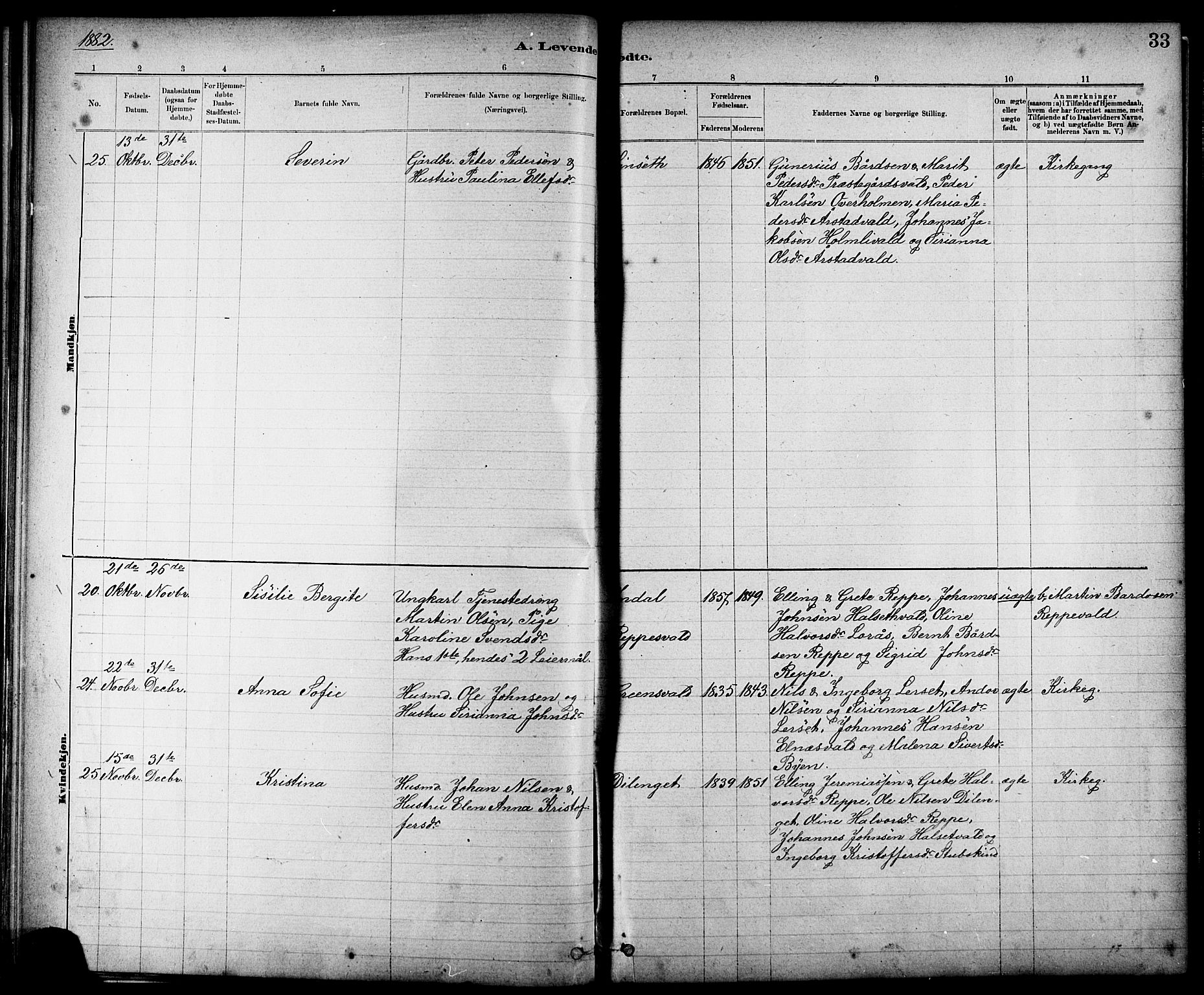Ministerialprotokoller, klokkerbøker og fødselsregistre - Nord-Trøndelag, SAT/A-1458/724/L0267: Parish register (copy) no. 724C03, 1879-1898, p. 33