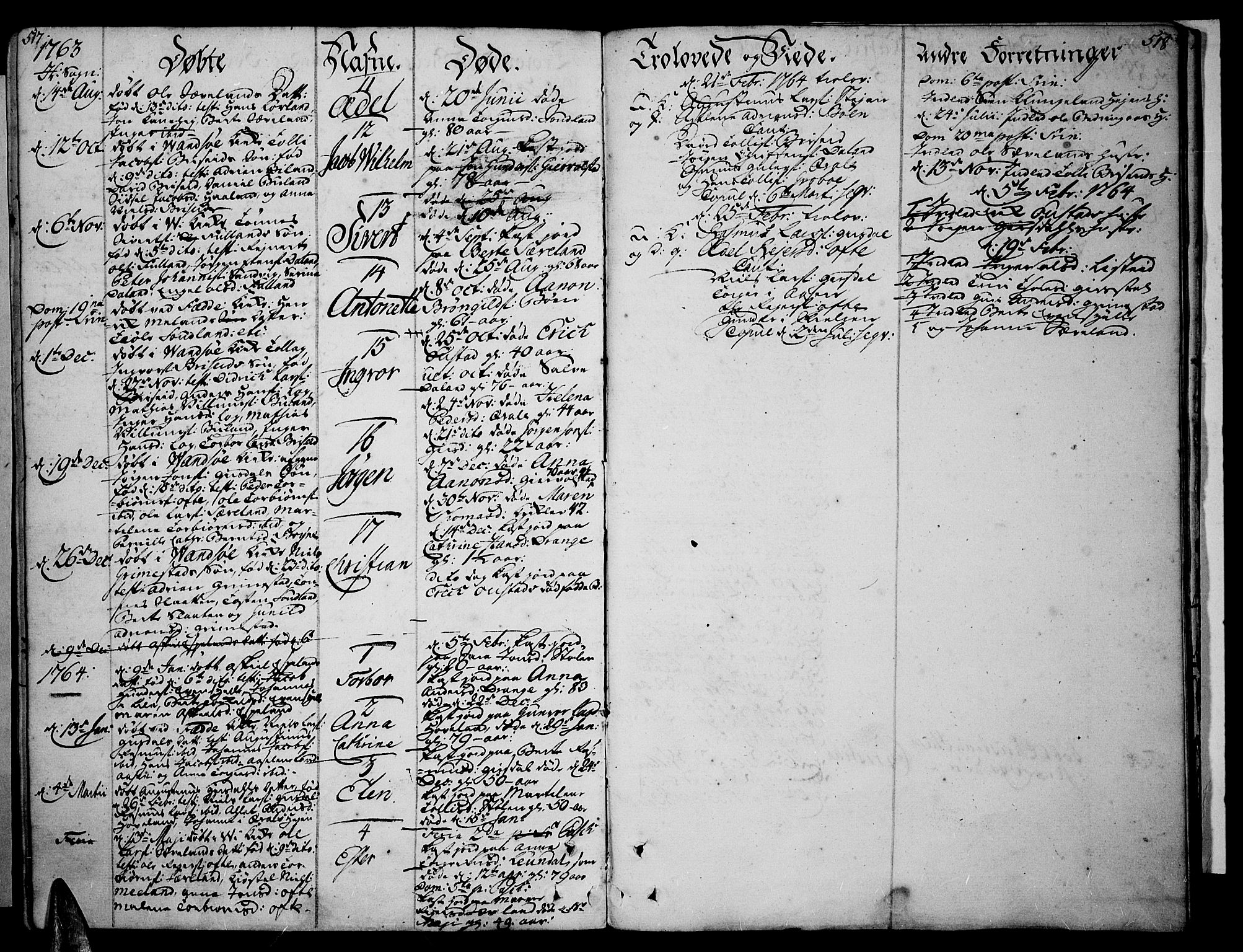 Lista sokneprestkontor, SAK/1111-0027/F/Fa/L0003: Parish register (official) no. A 3 /2, 1754-1767, p. 517-518