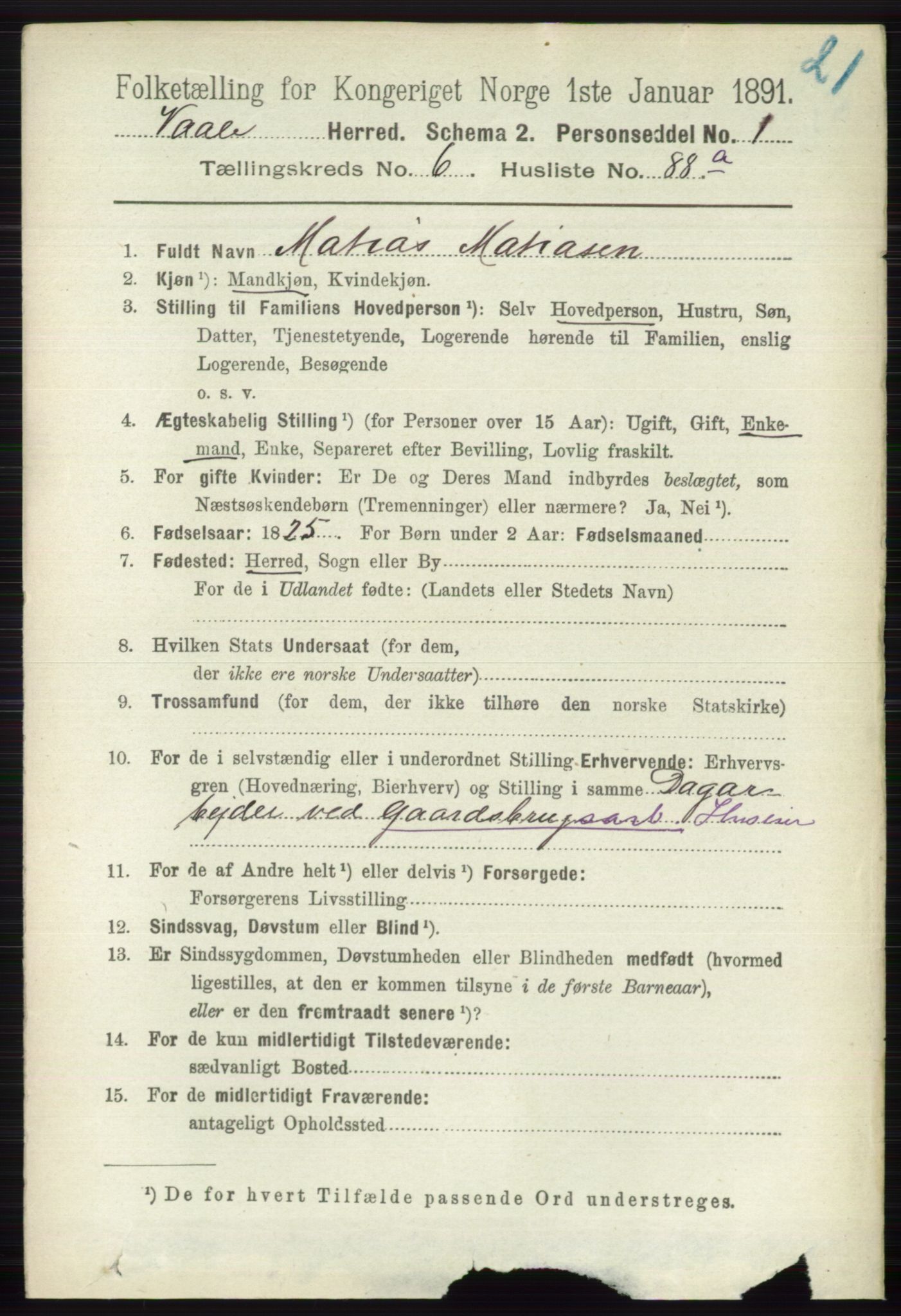 RA, 1891 census for 0716 Våle, 1891, p. 2301