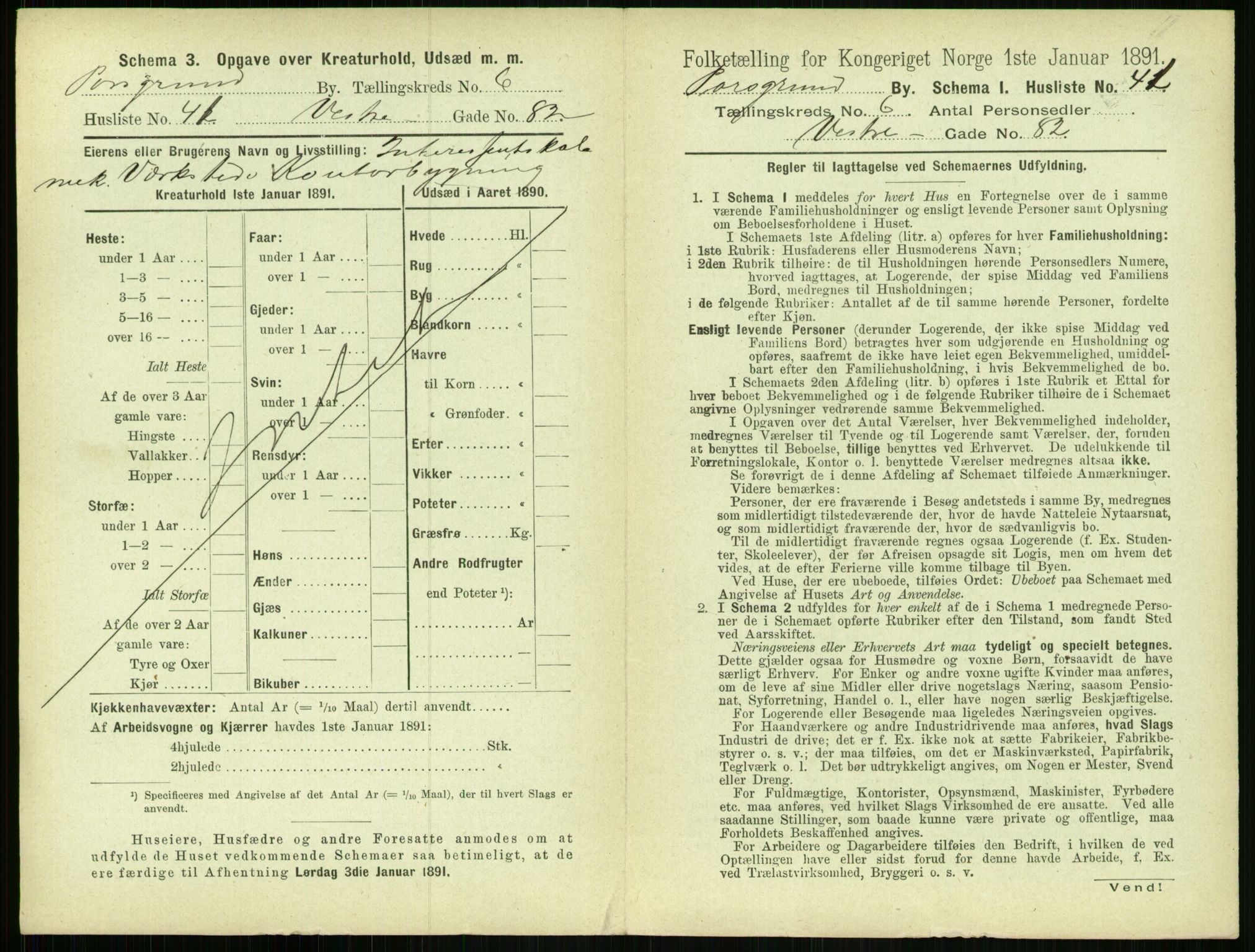 RA, 1891 census for 0805 Porsgrunn, 1891, p. 1265