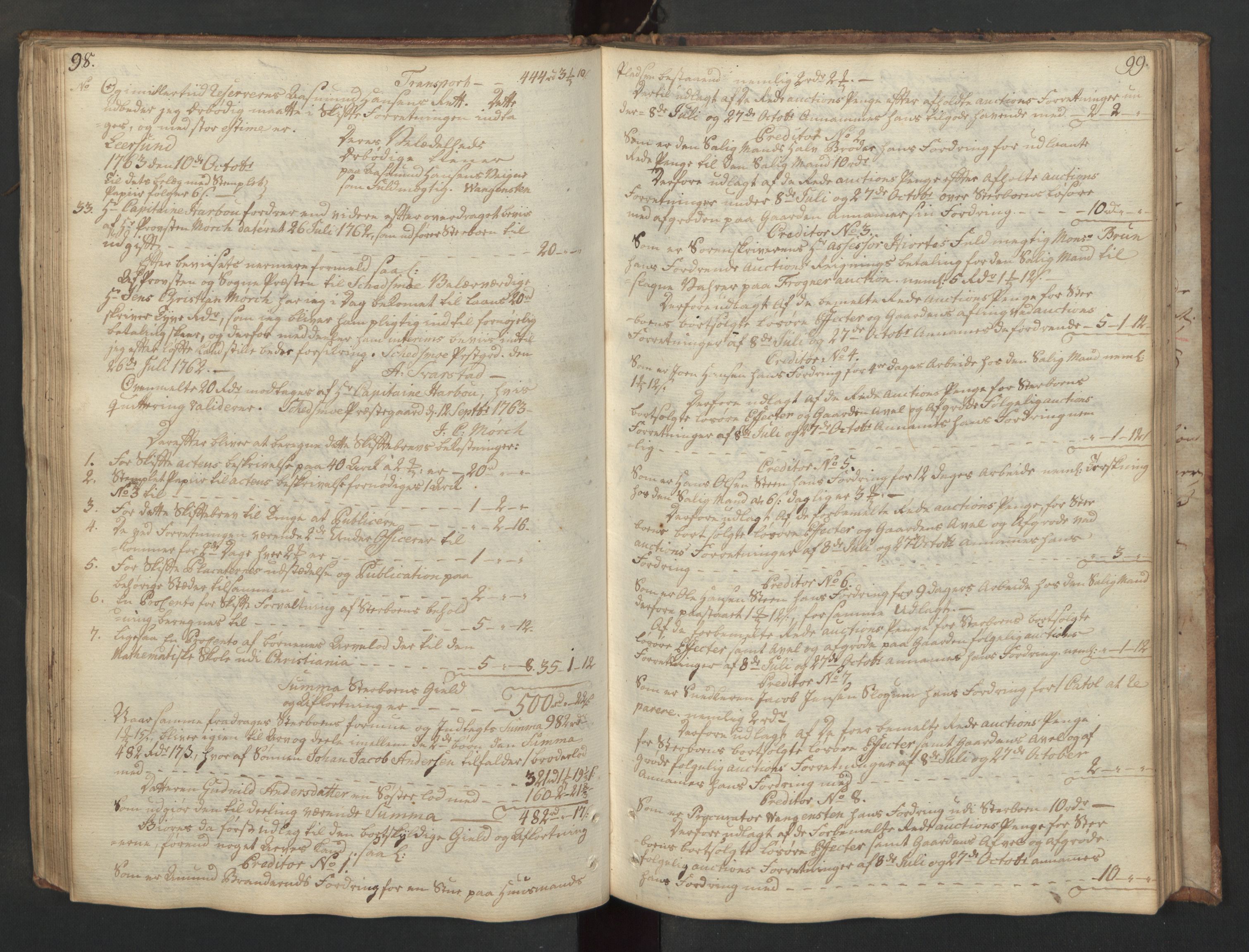 Forsvaret, Generalauditøren, AV/RA-RAFA-1772/F/Fj/Fjc/L0007: Skifteprotokol for 1ste søndenfjeldske dragonregiment, 1762-1789, p. 98-99