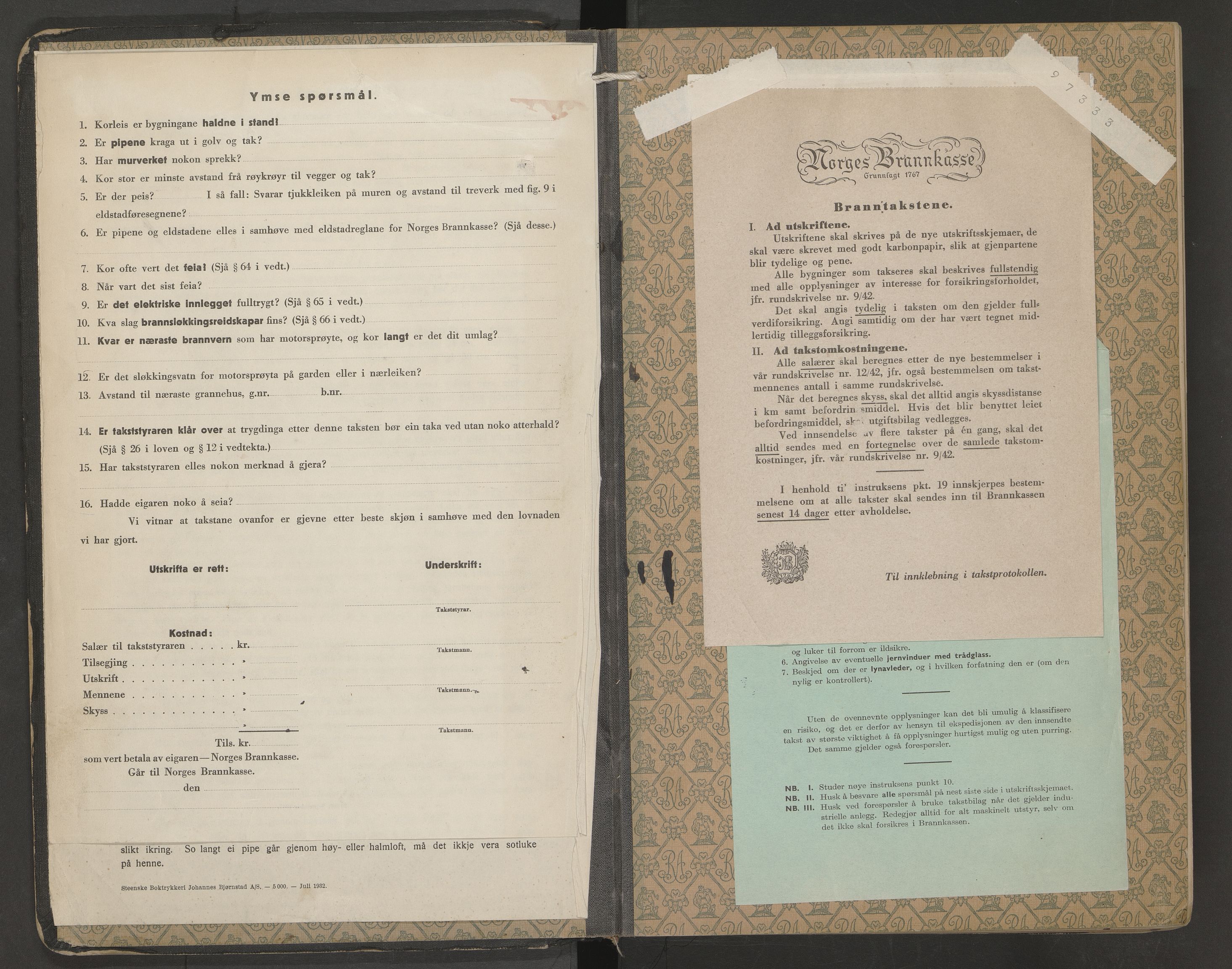 Lårdal lensmannskontor, AV/SAKO-A-564/Y/Yb/Yba/L0003: Branntakstprotokoll, 1919-1948