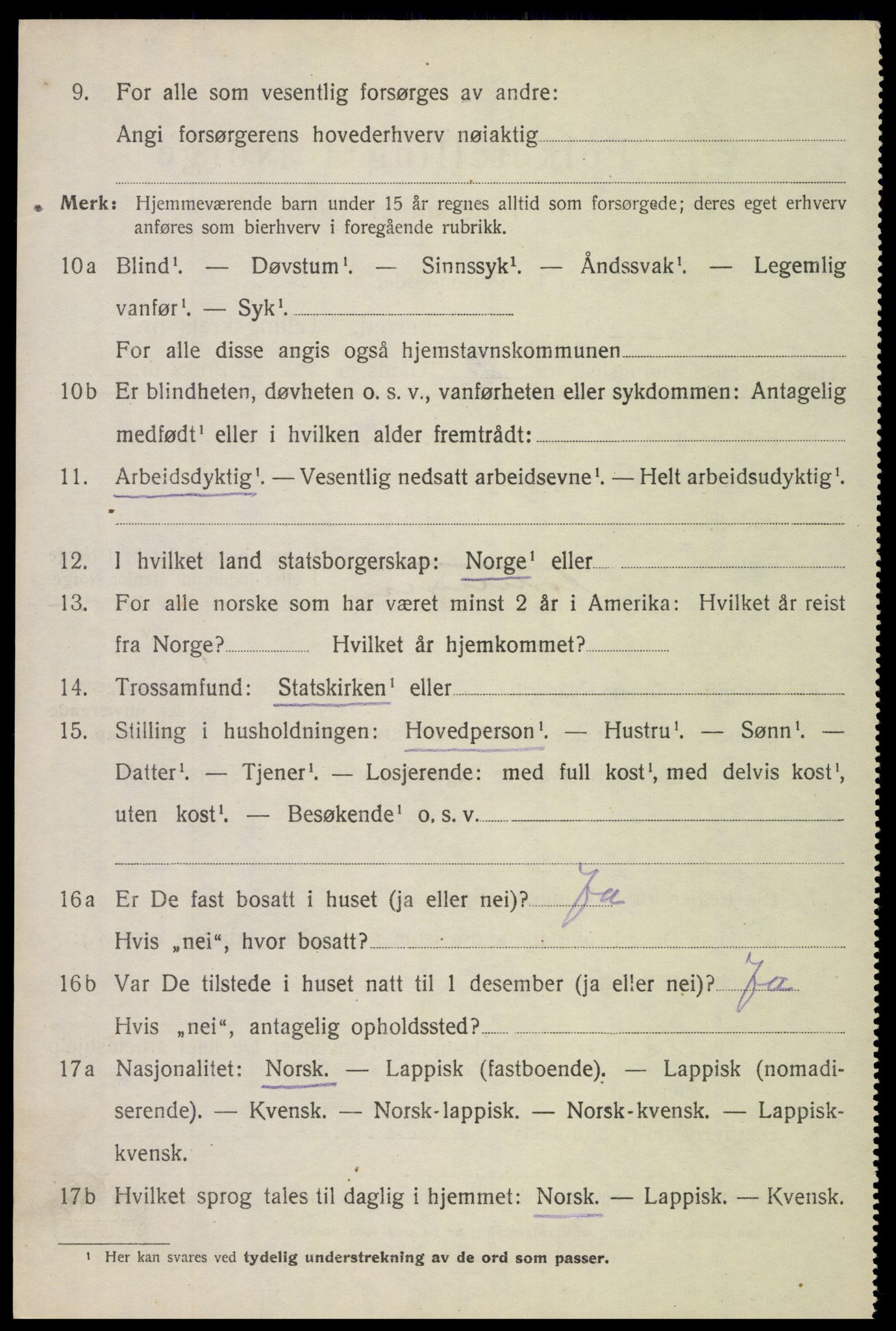 SAT, 1920 census for Lødingen, 1920, p. 6210