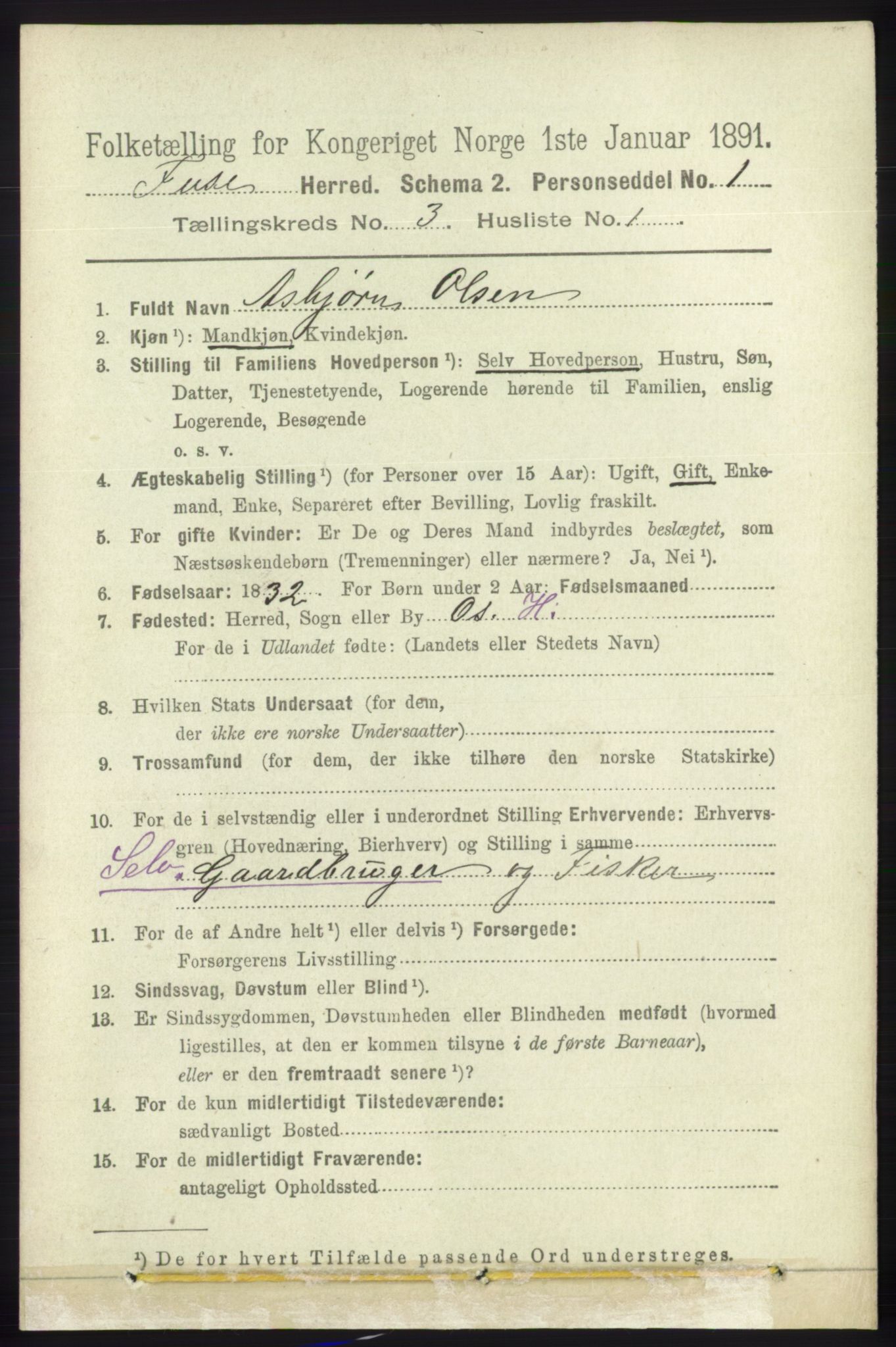 RA, 1891 census for 1241 Fusa, 1891, p. 517