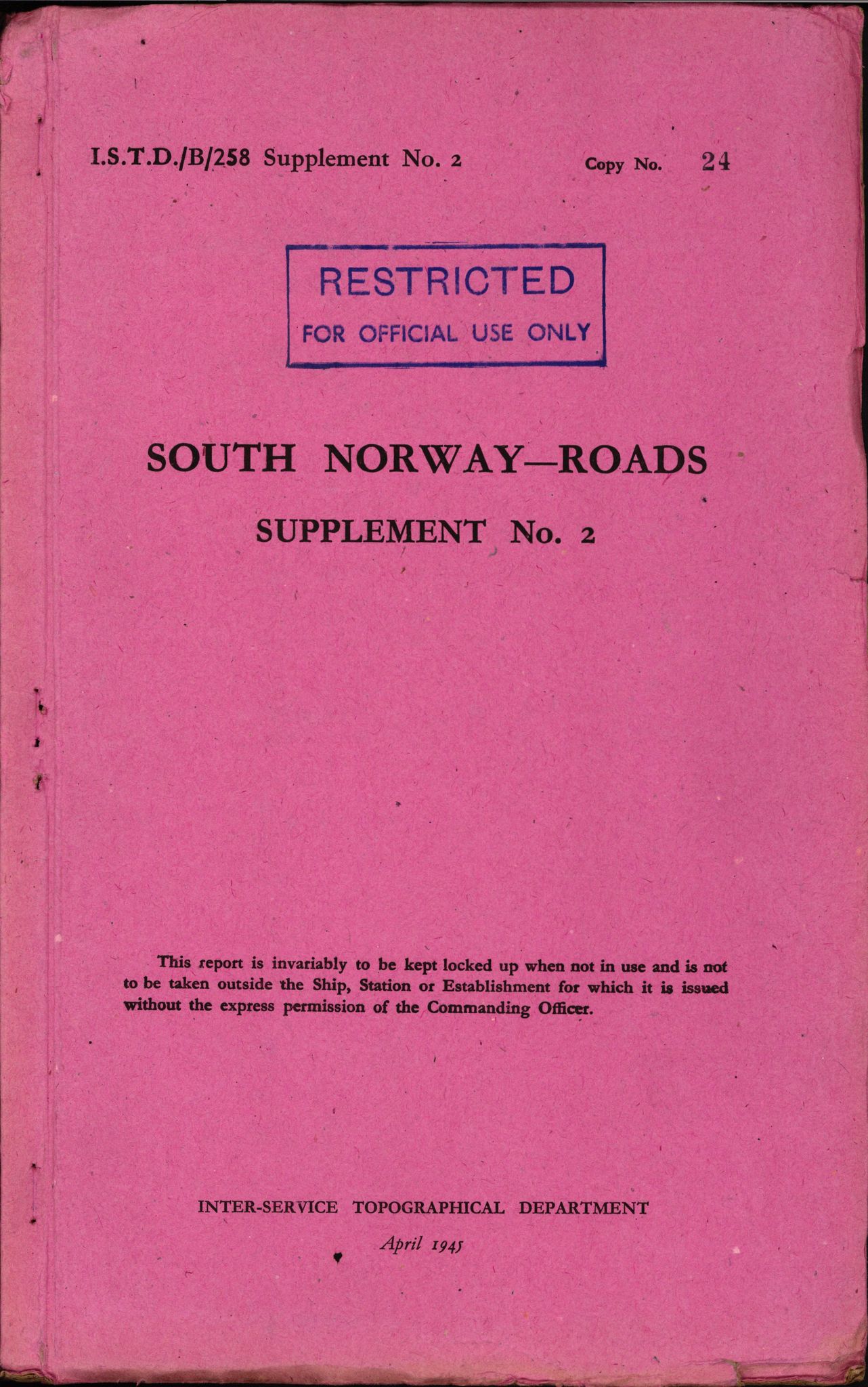 Forsvaret, Forsvarets overkommando II, AV/RA-RAFA-3915/D/Dd/L0018: Sør-Norge, veier, 1943-1945, p. 481