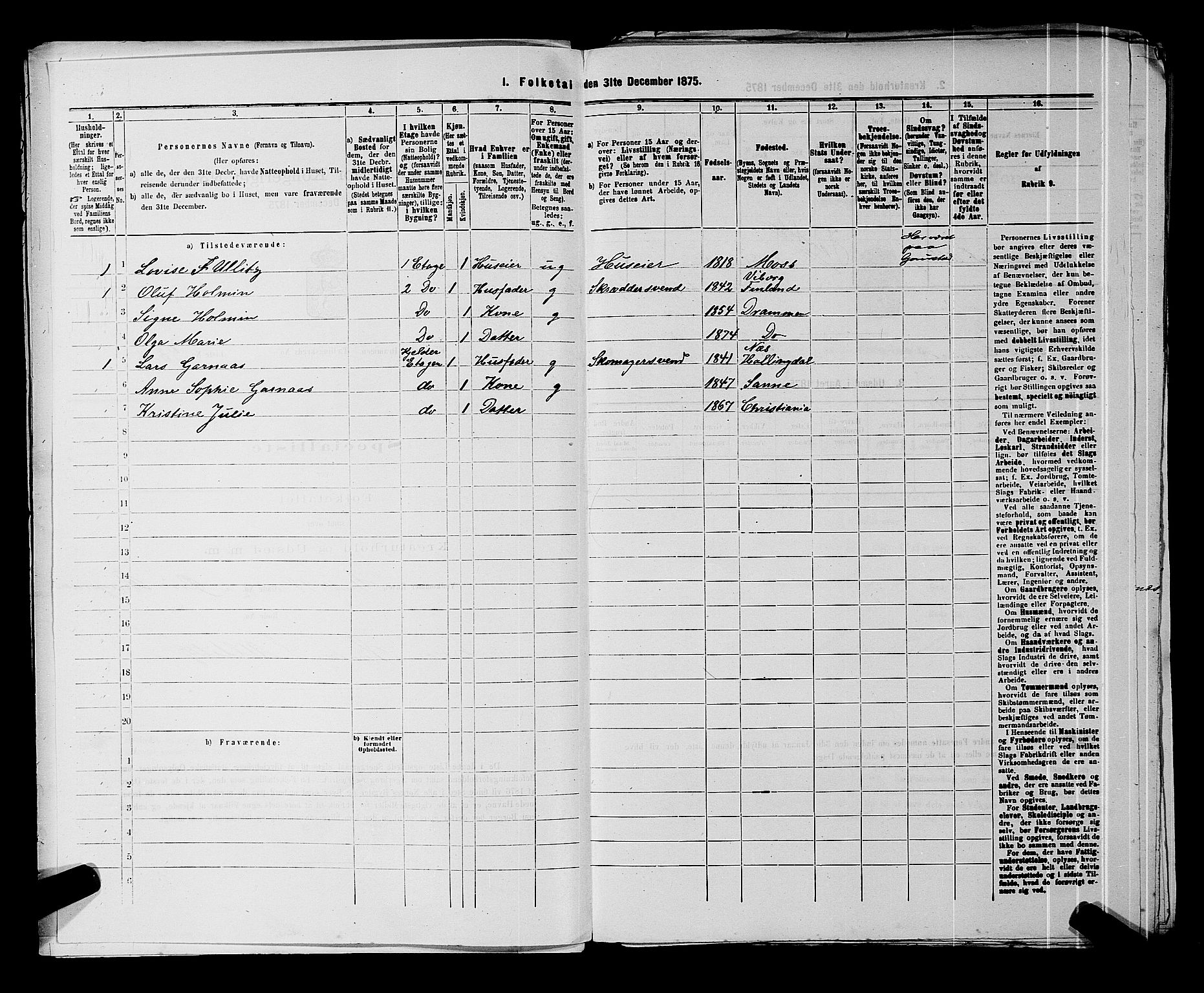 SAKO, 1875 census for 0602 Drammen, 1875, p. 396