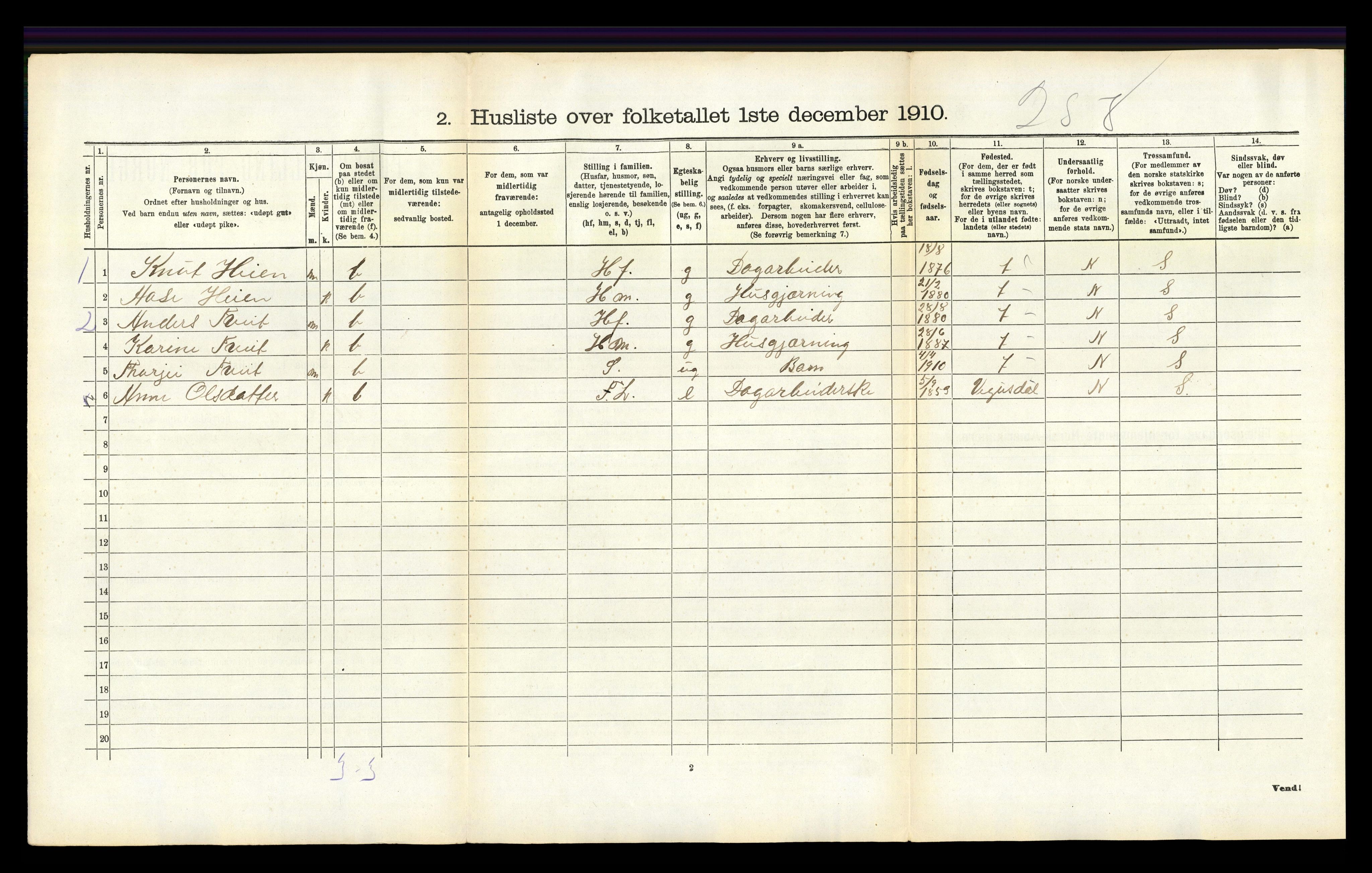 RA, 1910 census for Iveland, 1910, p. 116