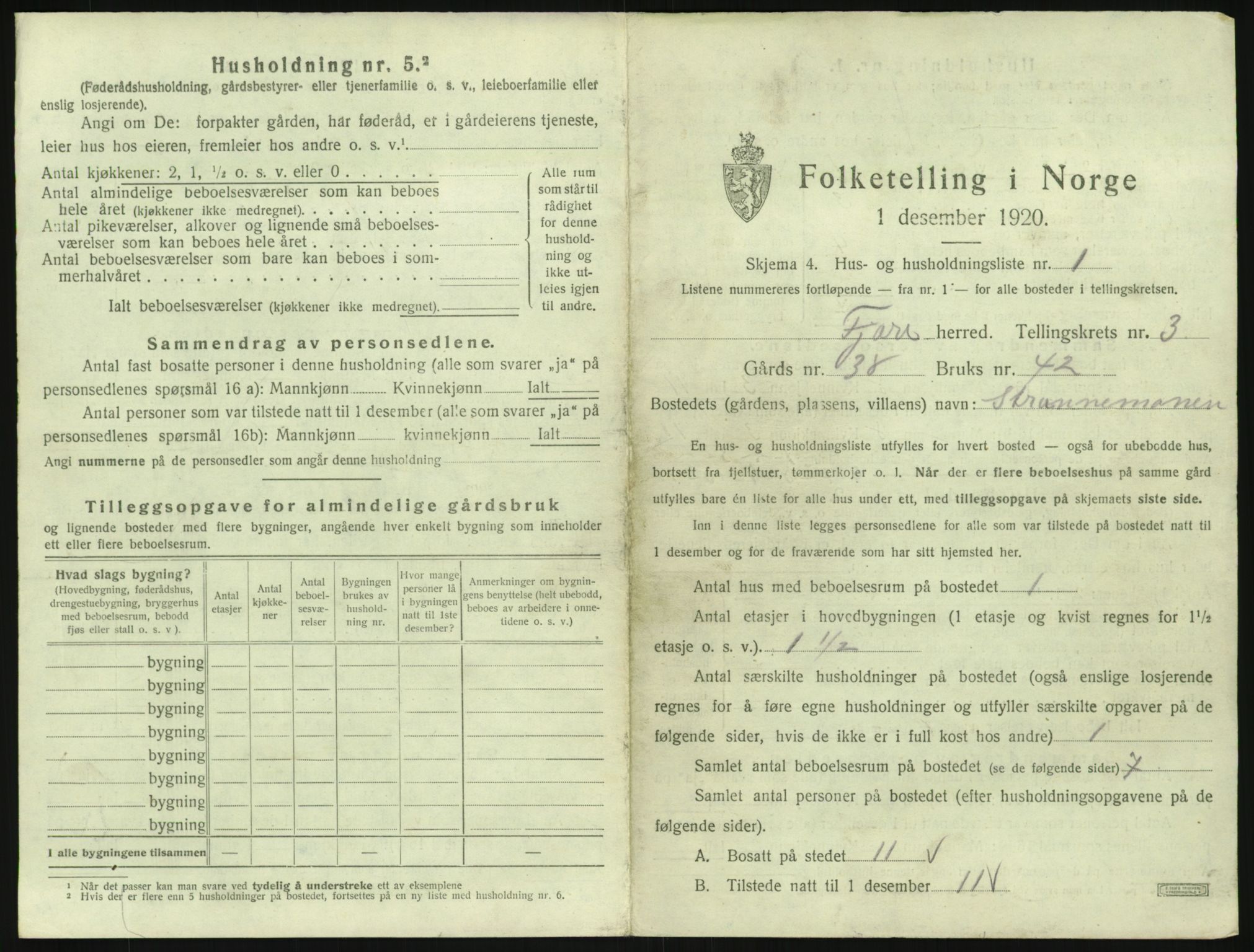 SAK, 1920 census for Fjære, 1920, p. 503