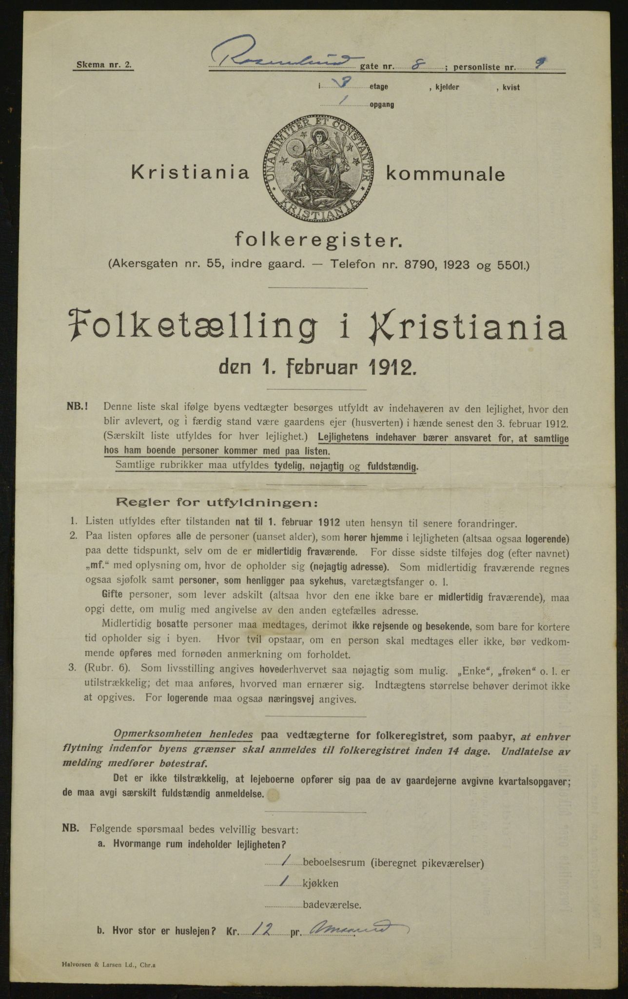 OBA, Municipal Census 1912 for Kristiania, 1912, p. 84248