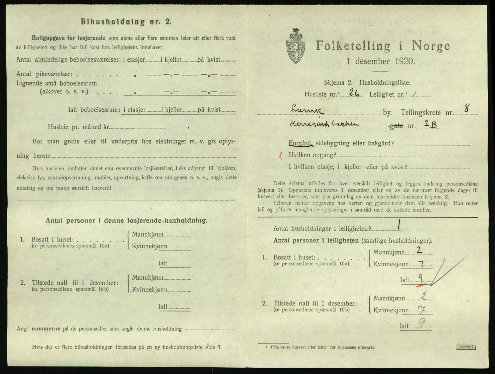 SAKO, 1920 census for Larvik, 1920, p. 6626