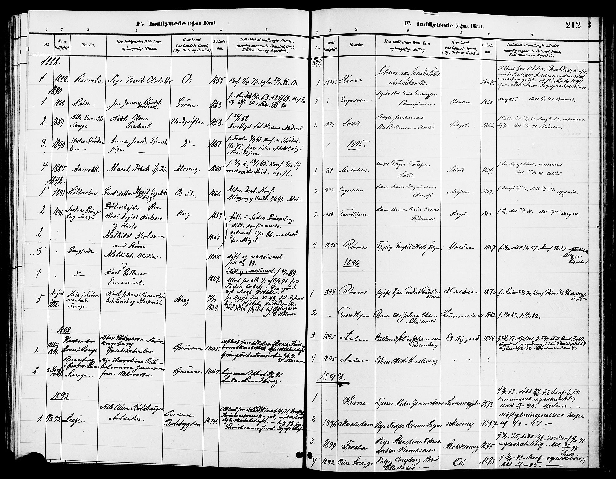 Tolga prestekontor, AV/SAH-PREST-062/L/L0008: Parish register (copy) no. 8, 1887-1912, p. 212